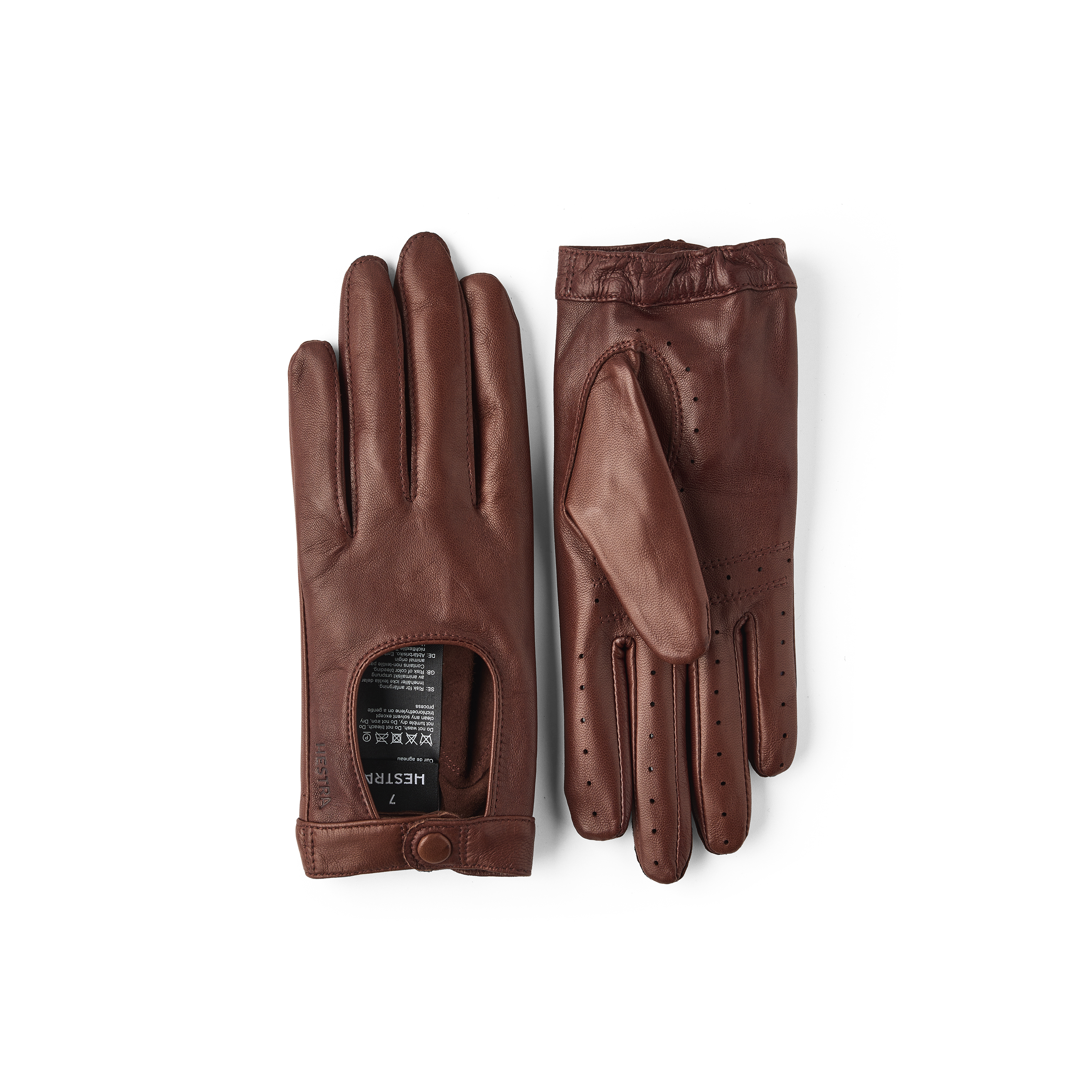 Cornelia burgundy leather driving gloves, pair displayed front and back view