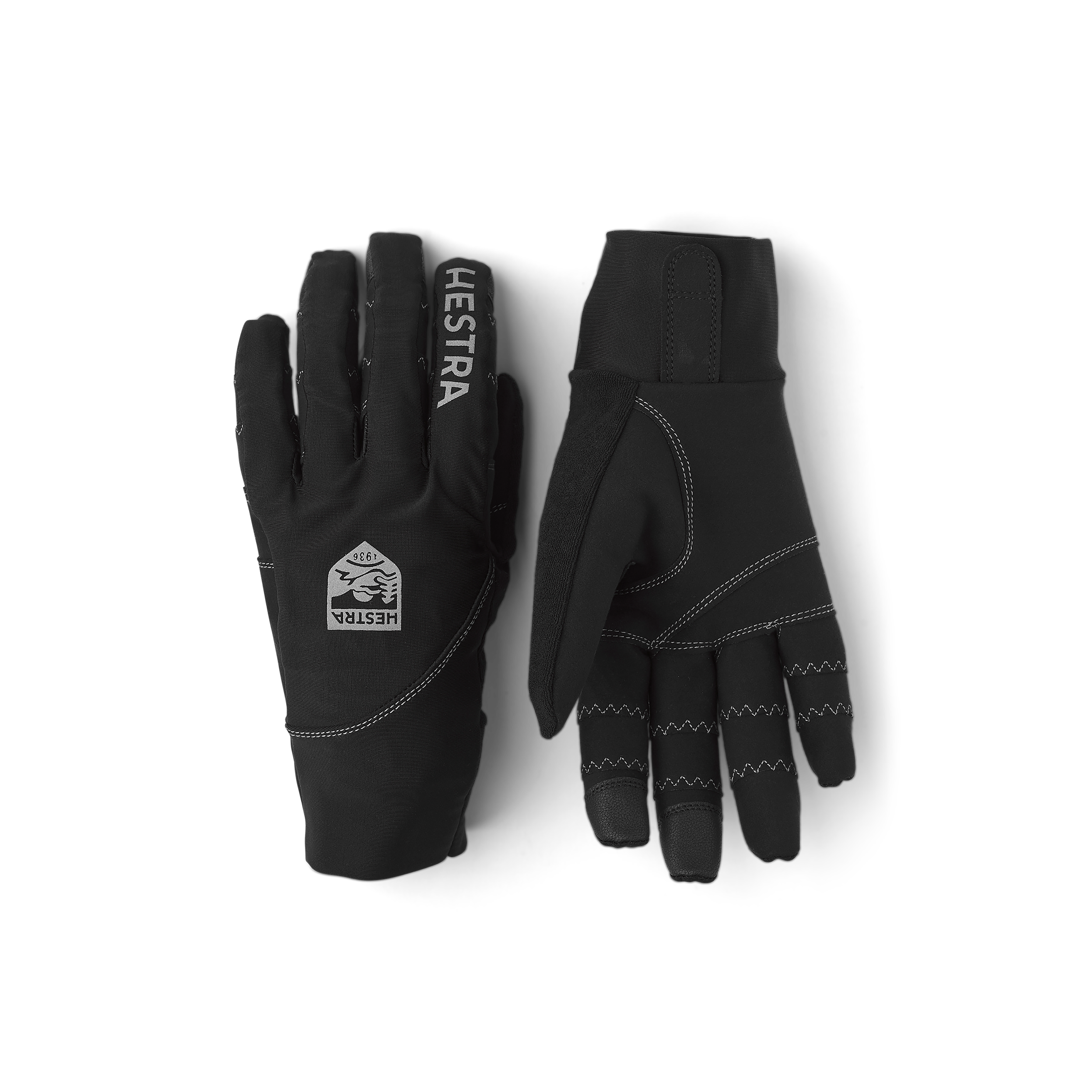 Black cycling glove with lycra back and synthetic suede palm