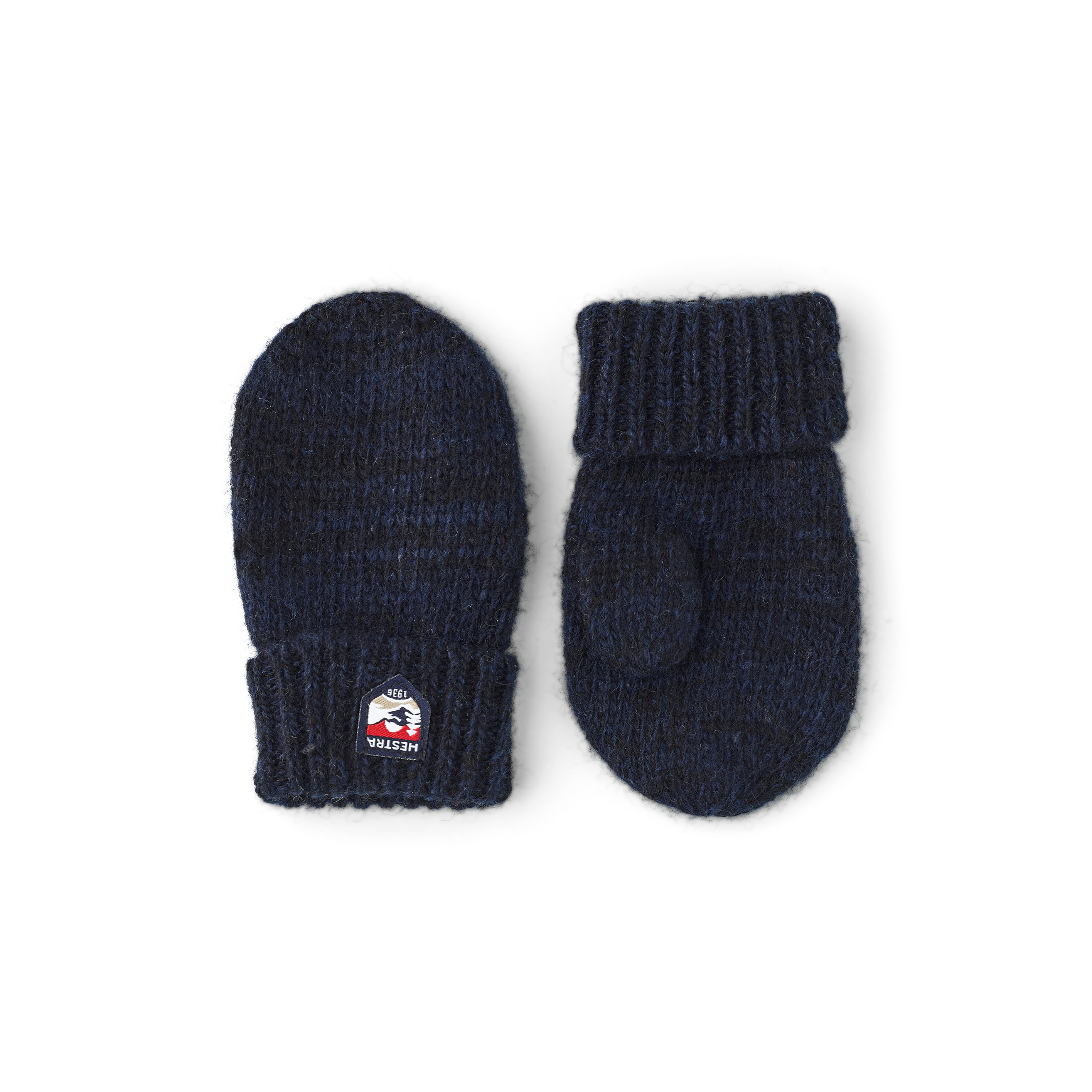 Dark blue knitted mitten in wool and cashmere mix