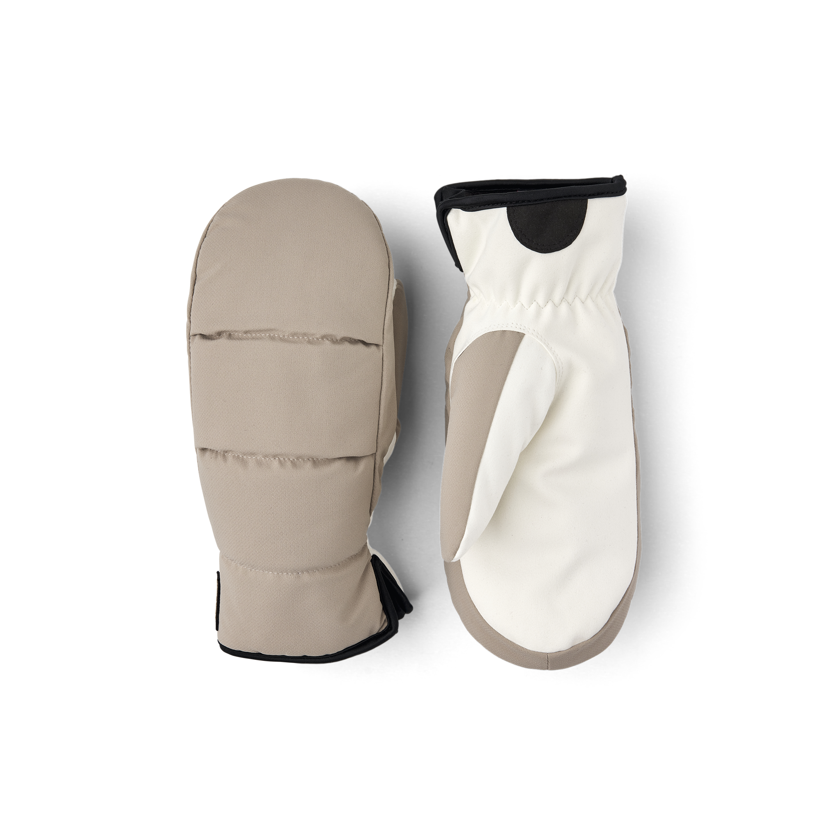 Beige fabric mitten with white palm