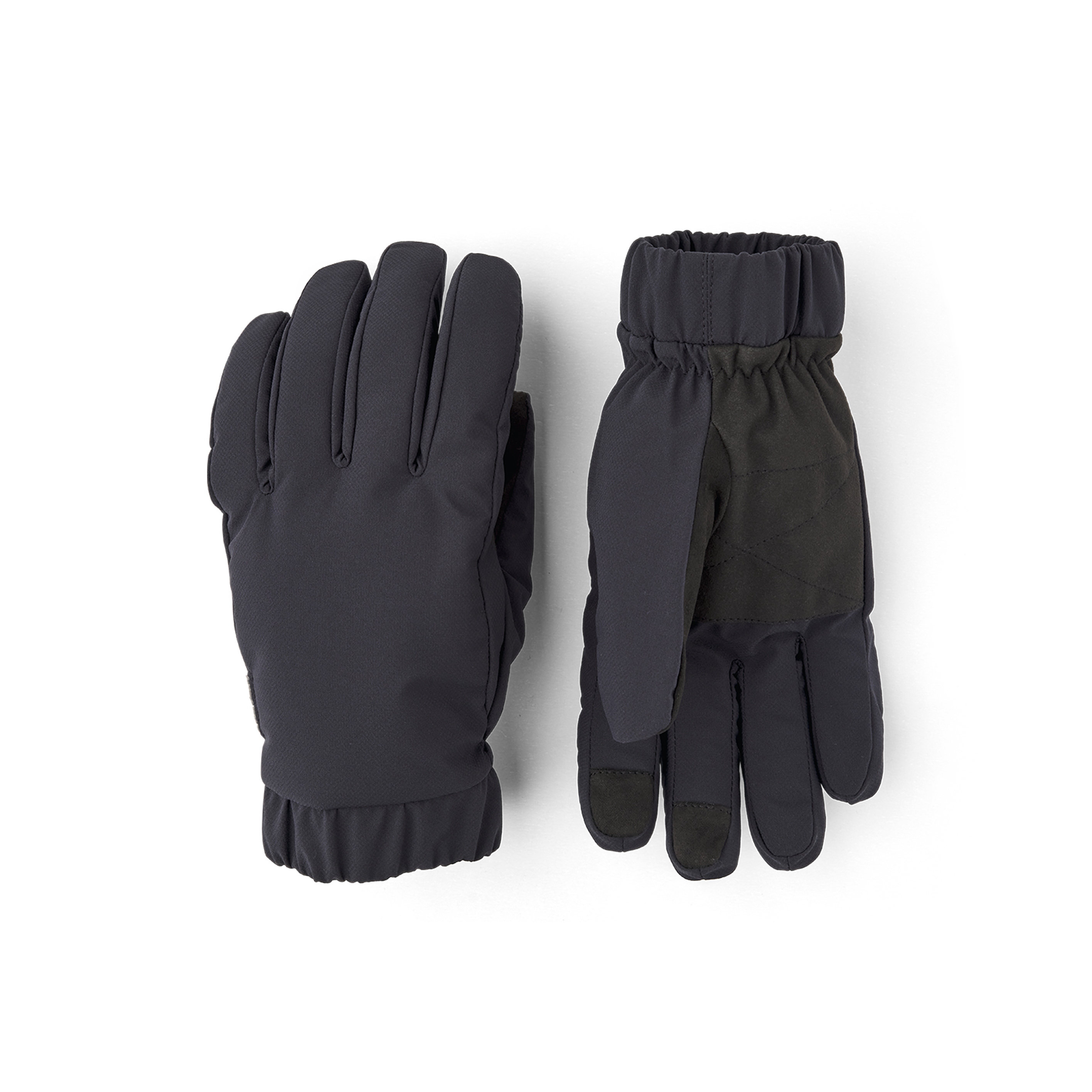 Black fabric glove with elasticated fabric cuff