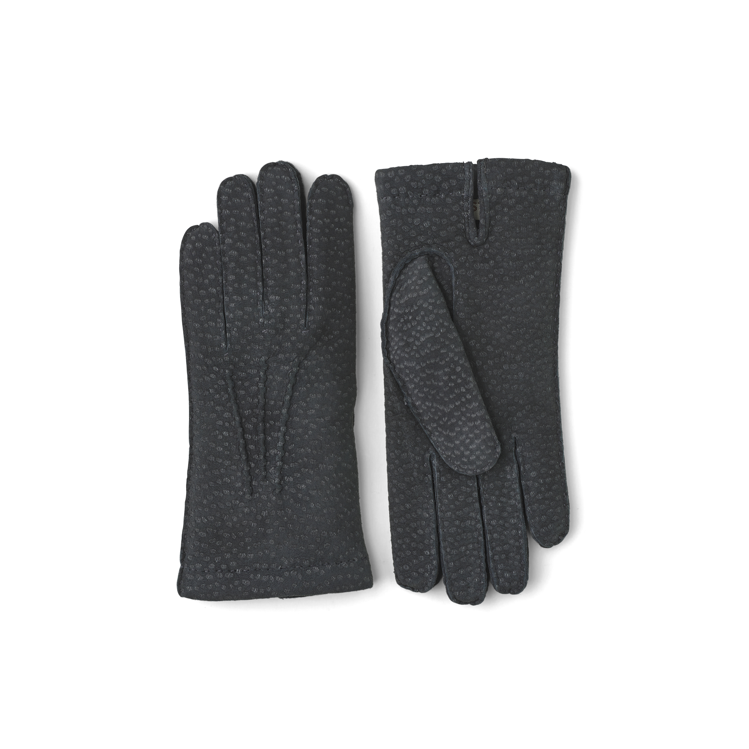 Gray hand-sewn glove in carpincho nubuck