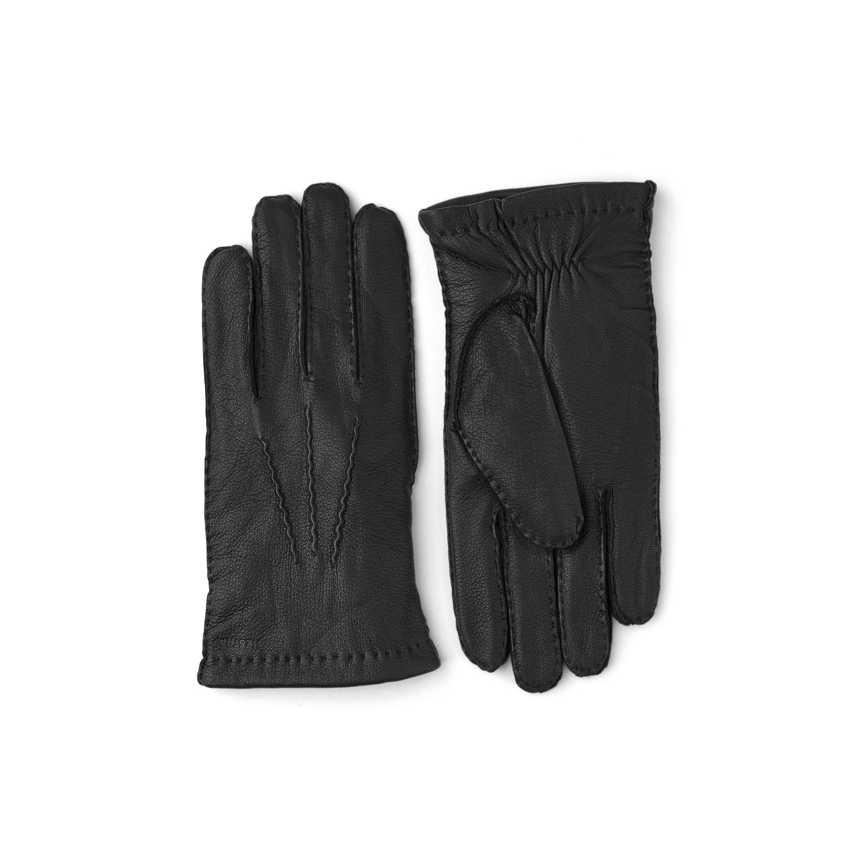 Black hand-sewn deerskin glove