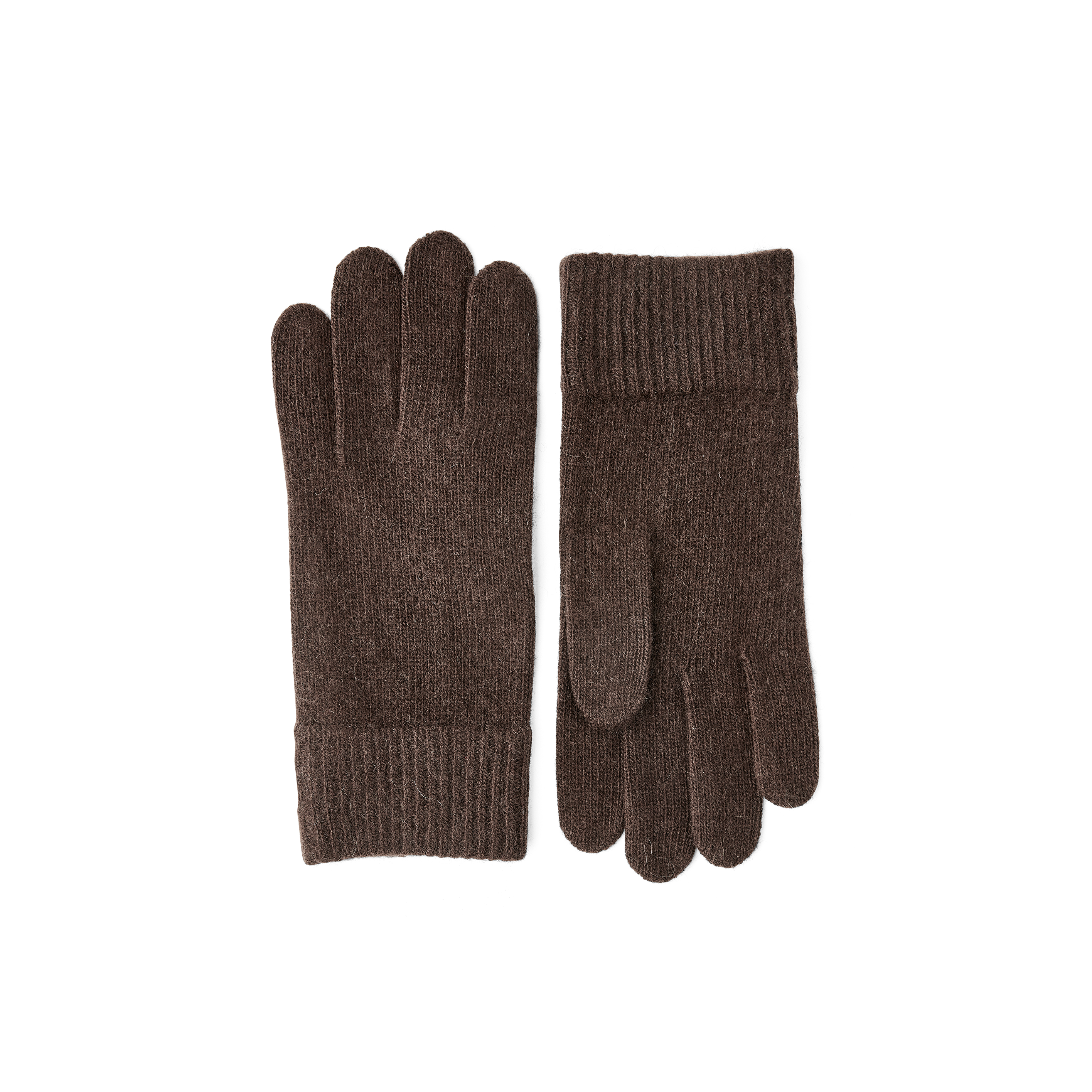 Dark brown knitted cashmere glove
