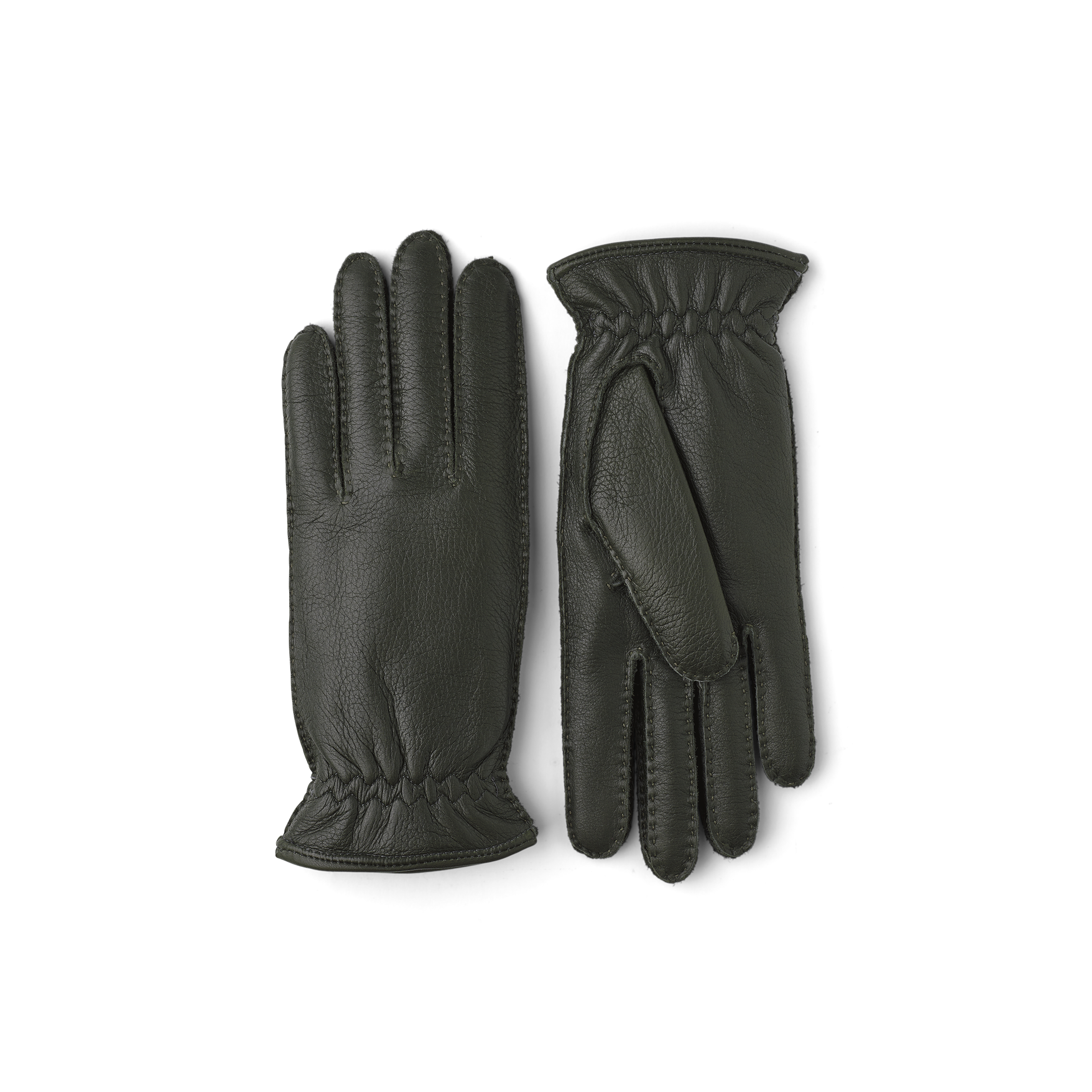 Dark green hand-sewn elk leather glove