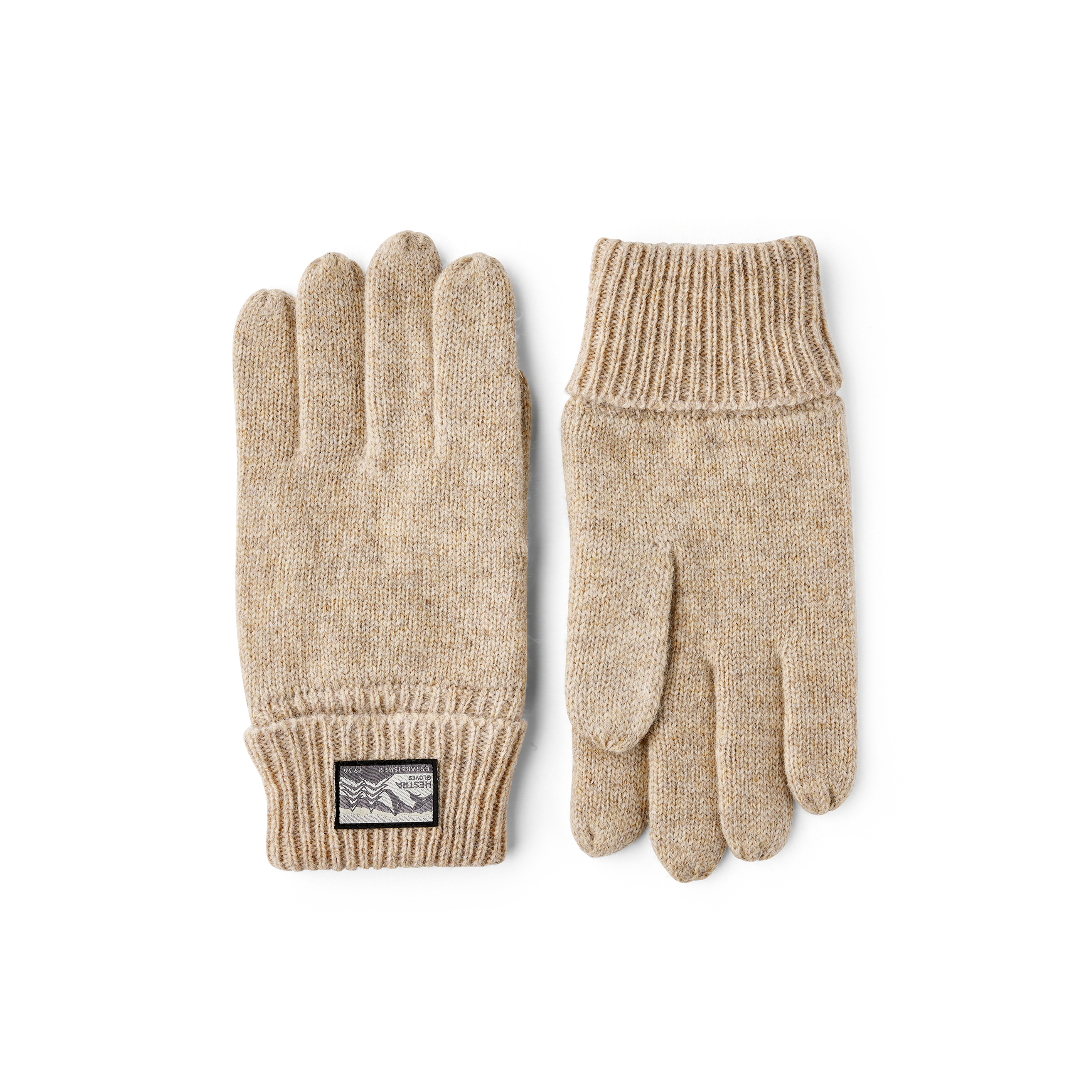 Beige glove in mottled wool yarn