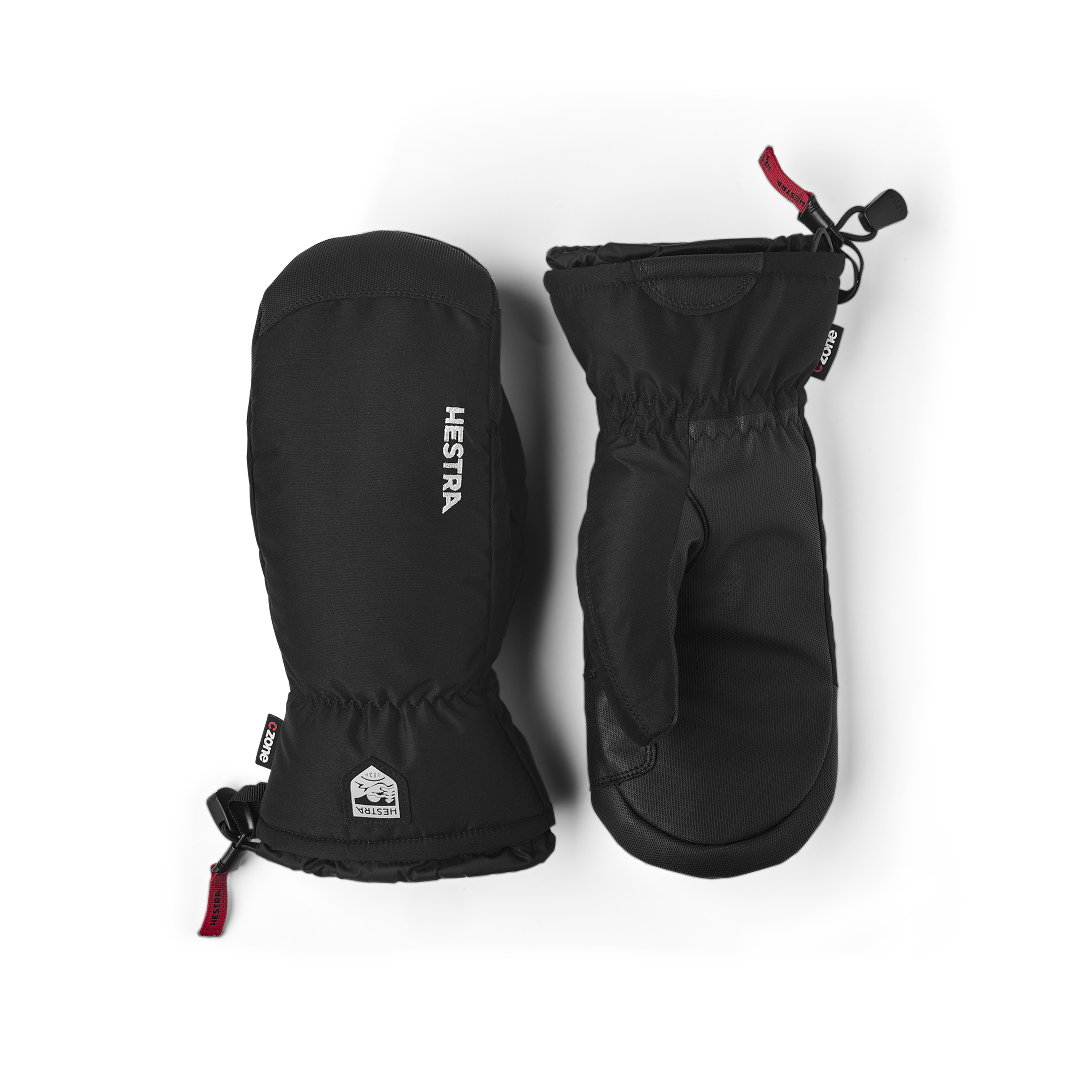 Black fabric mitten with synthetic palm