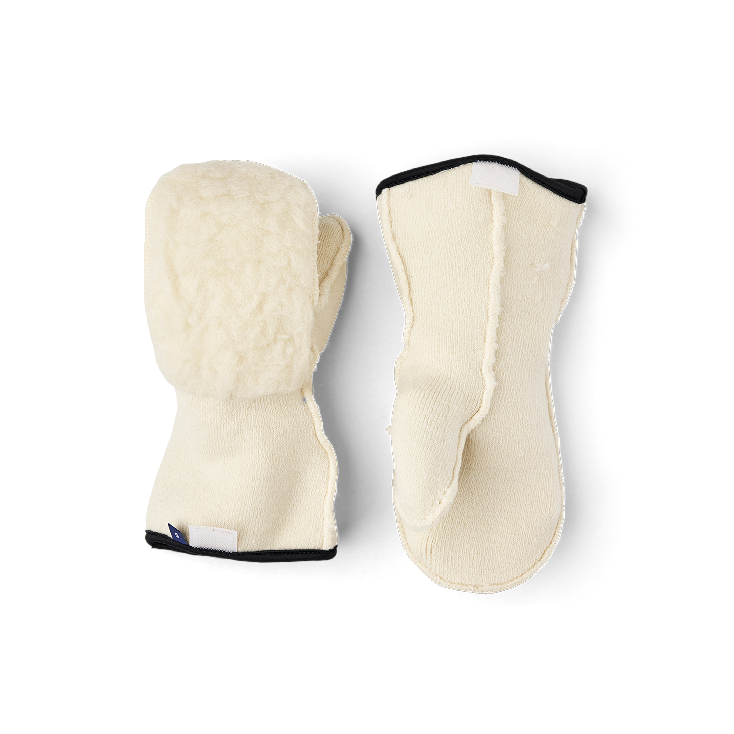 White machine-sewn liner mitten