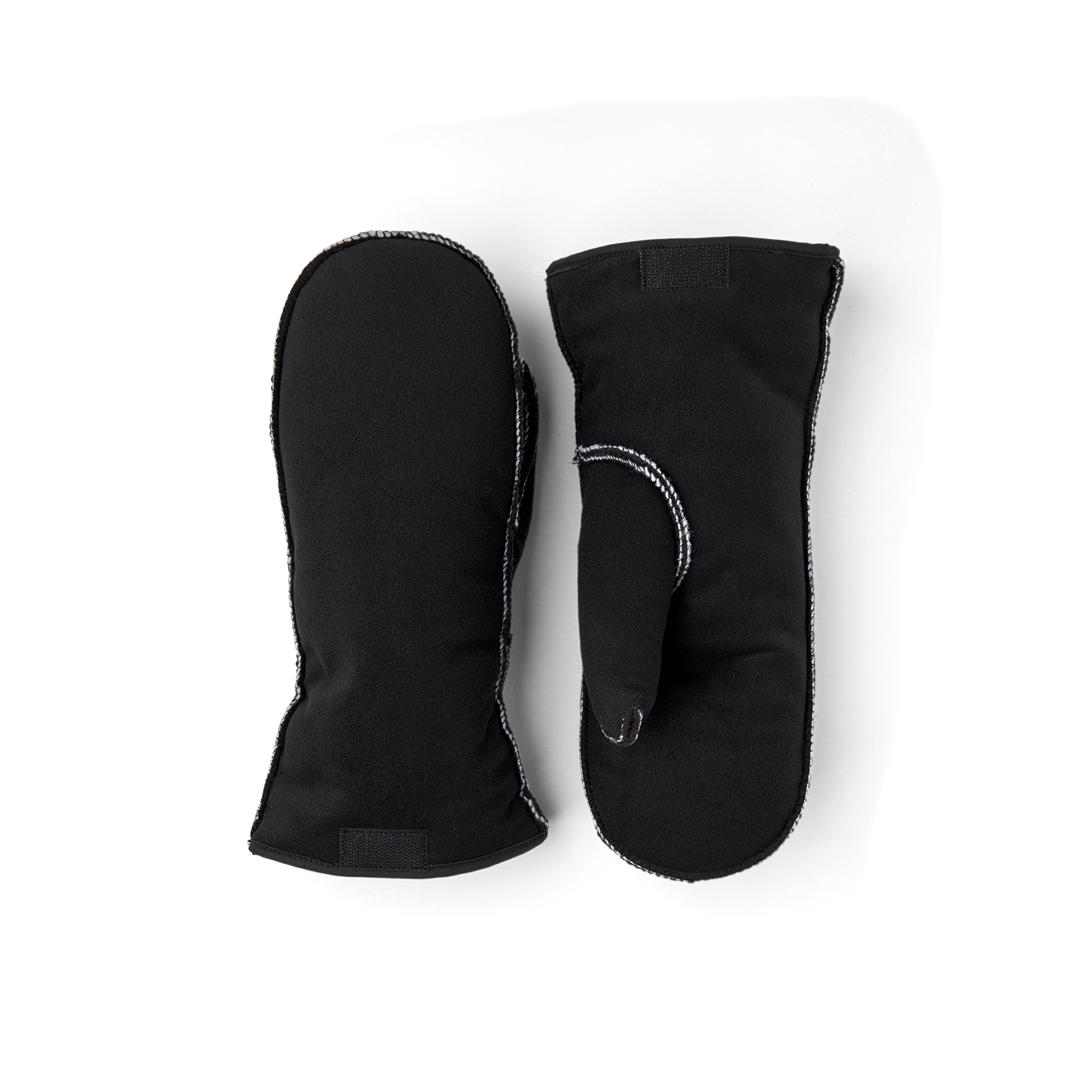Black machine-sewn liner mitten