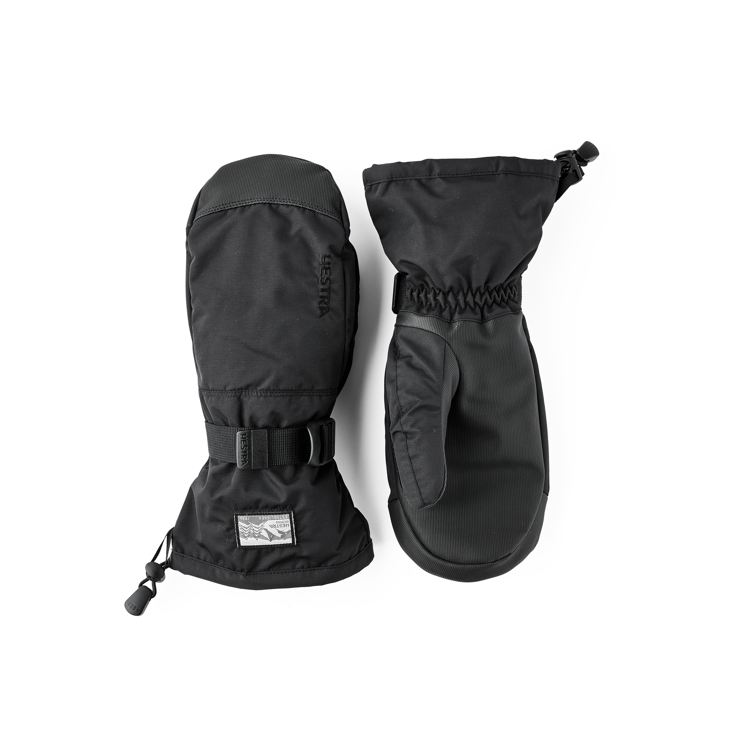 Black fabric mitten with synthetic palm