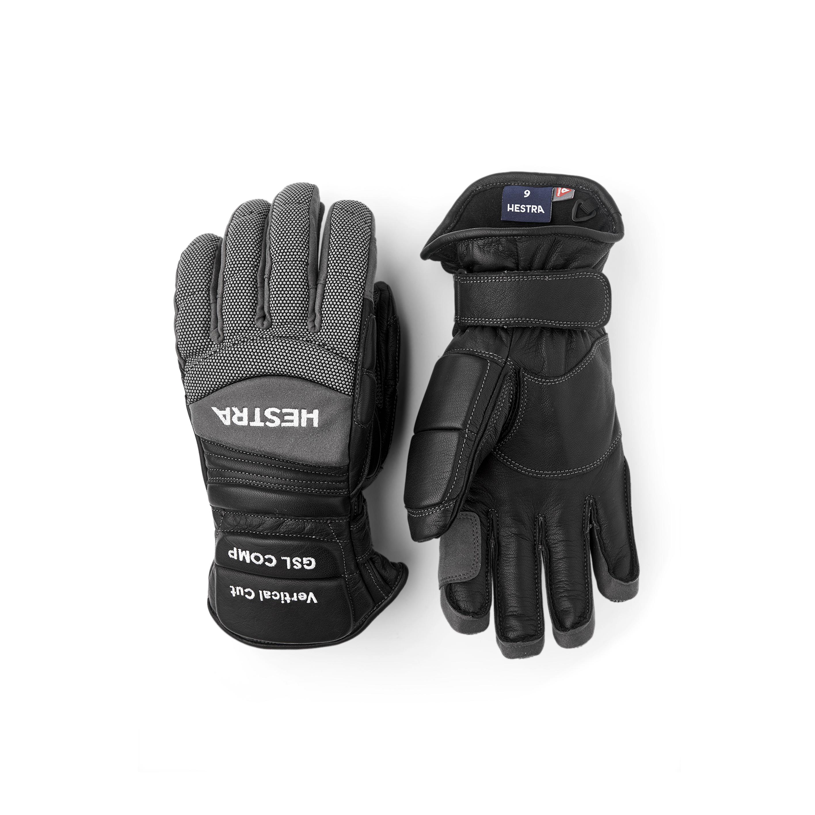 Black and gray goat leather ski glove