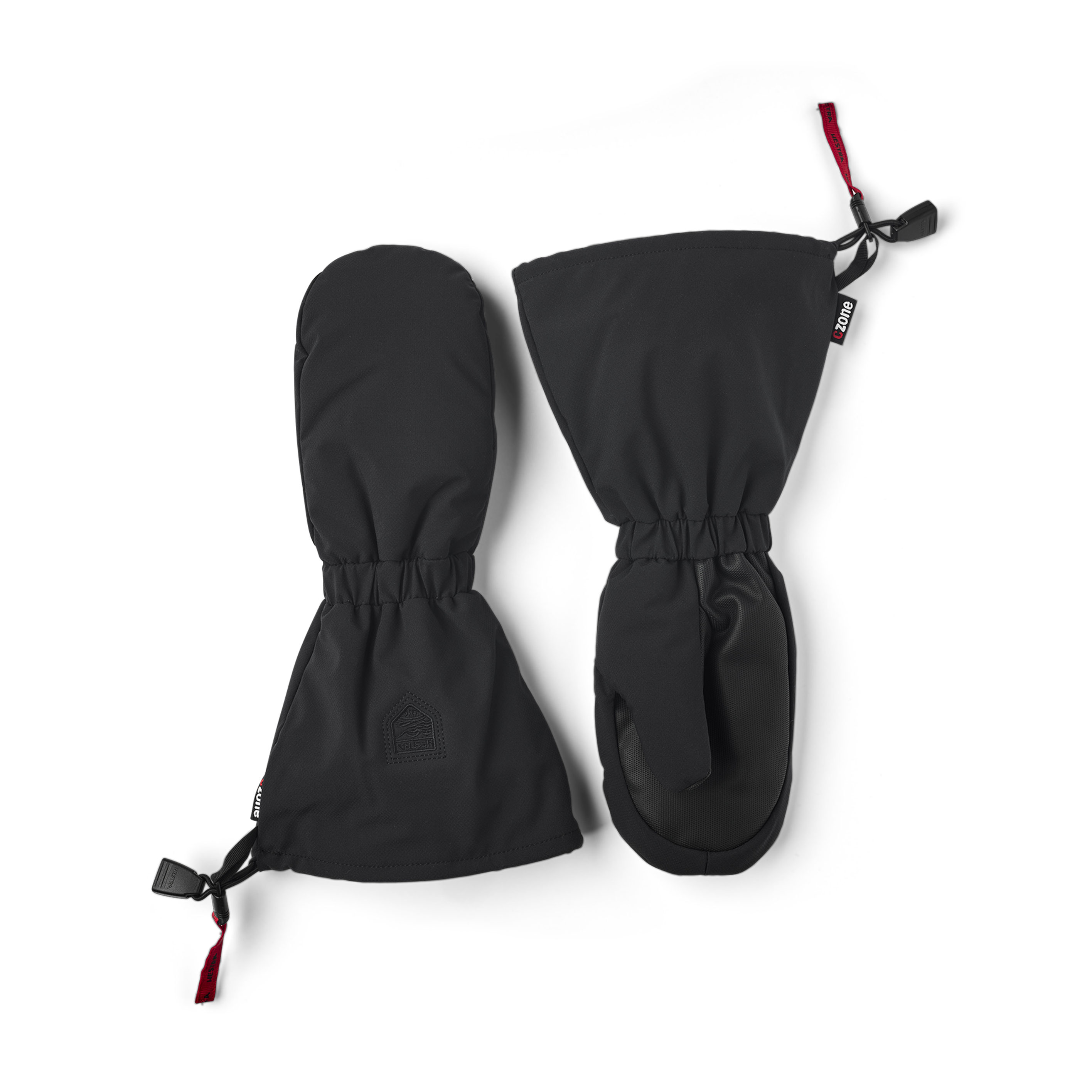 Black fabric mitten with synthetic palm