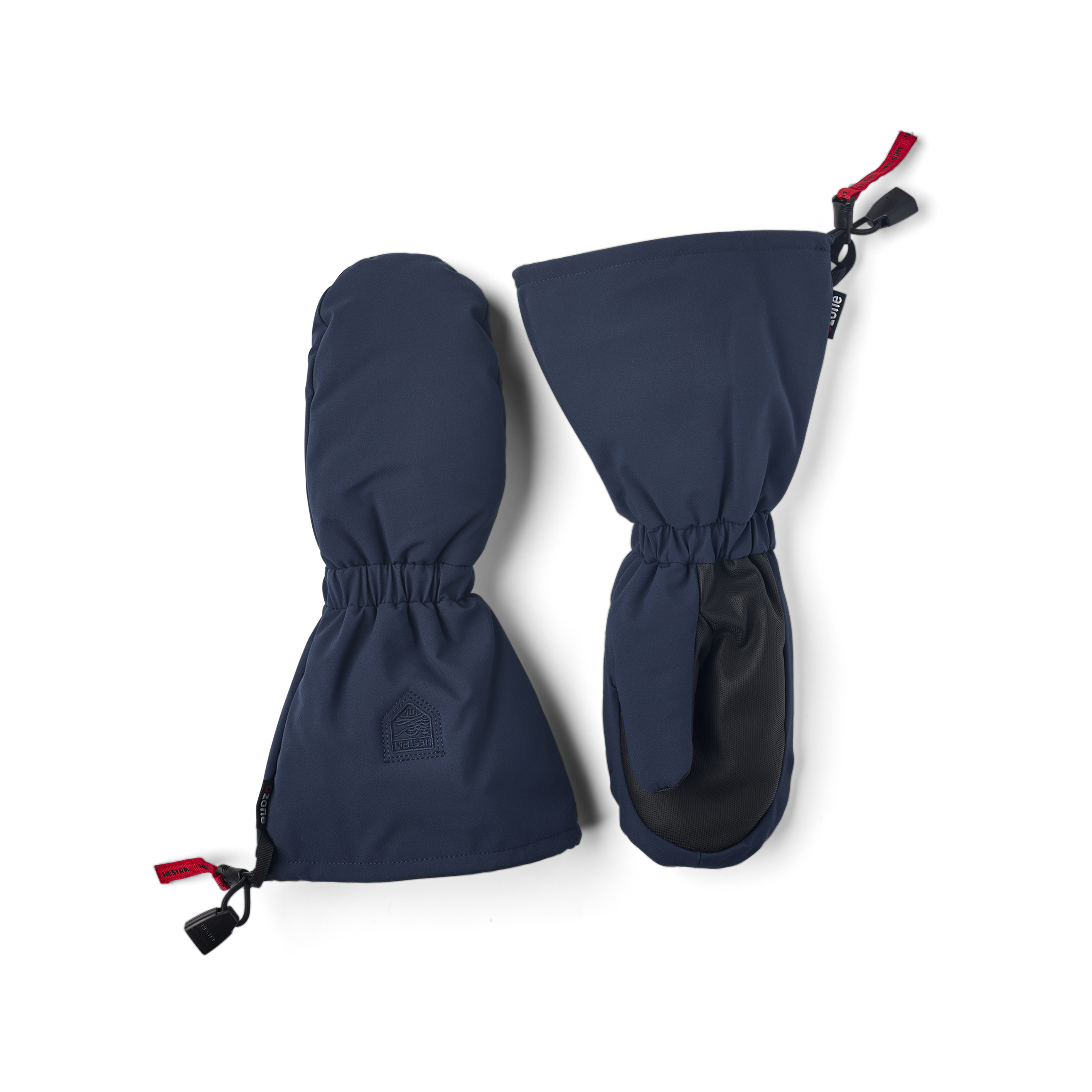 Dark blue fabric mitten with black synthetic palm