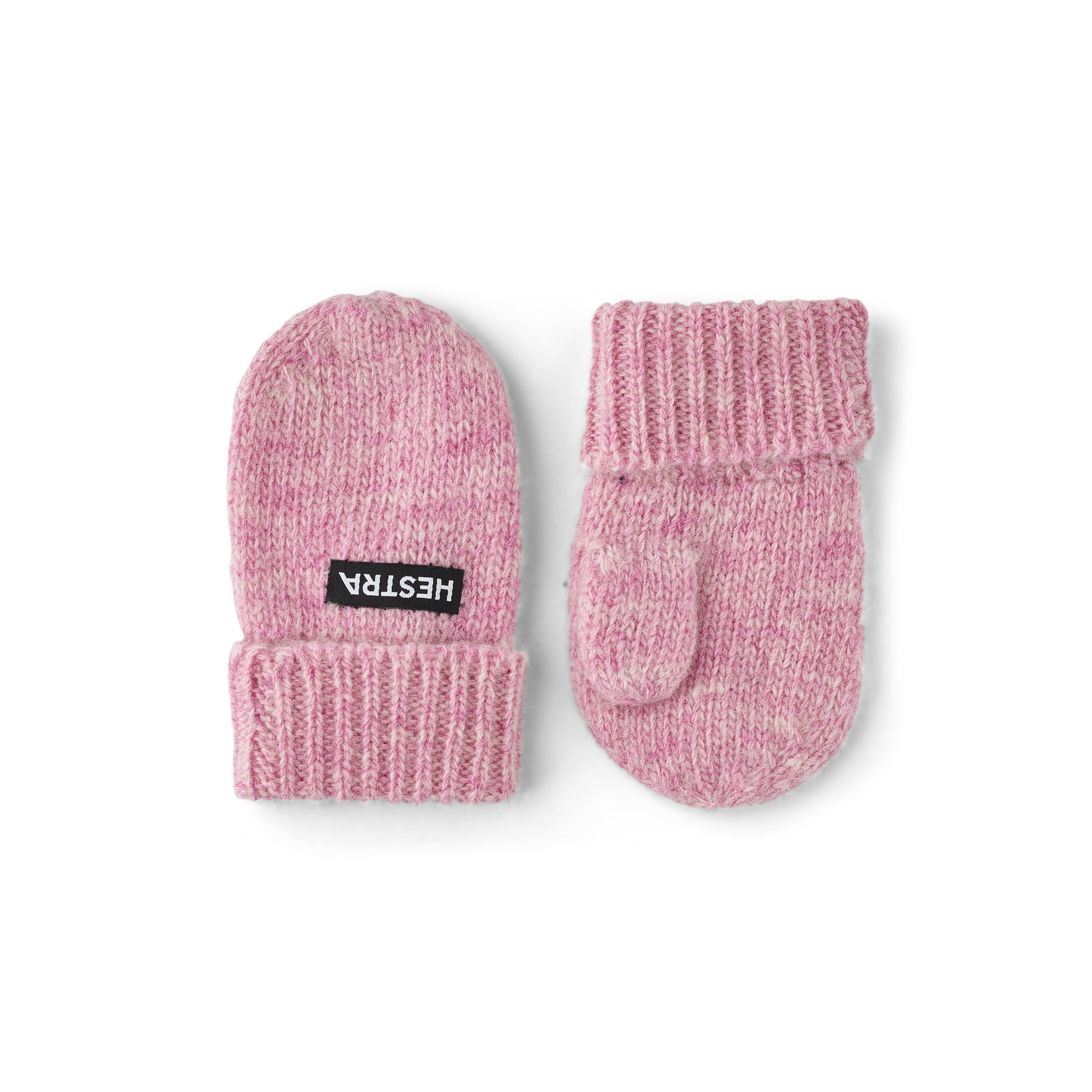 Pink knitted mitten in wool and cashmere mix