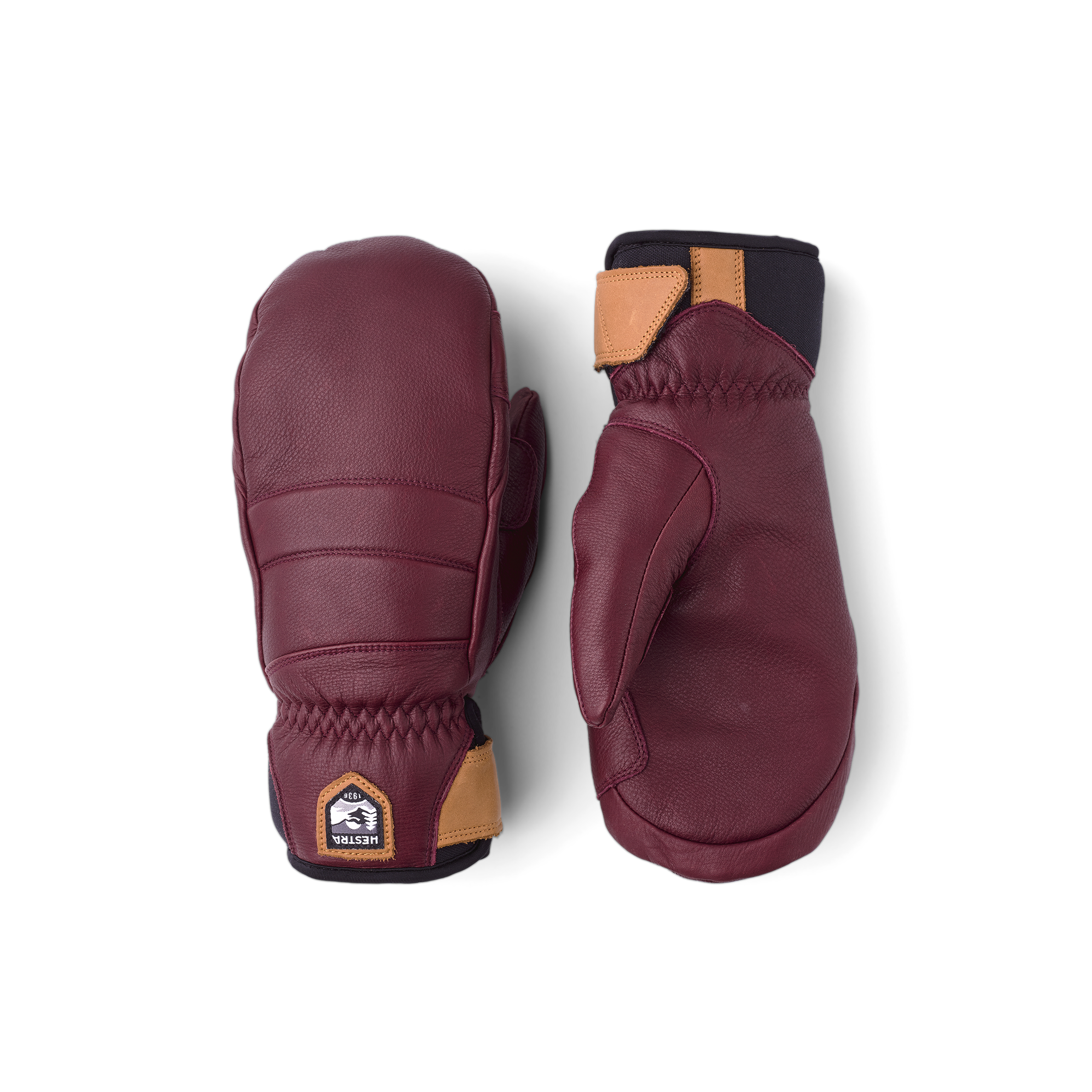 Wine red cow hide mitten
