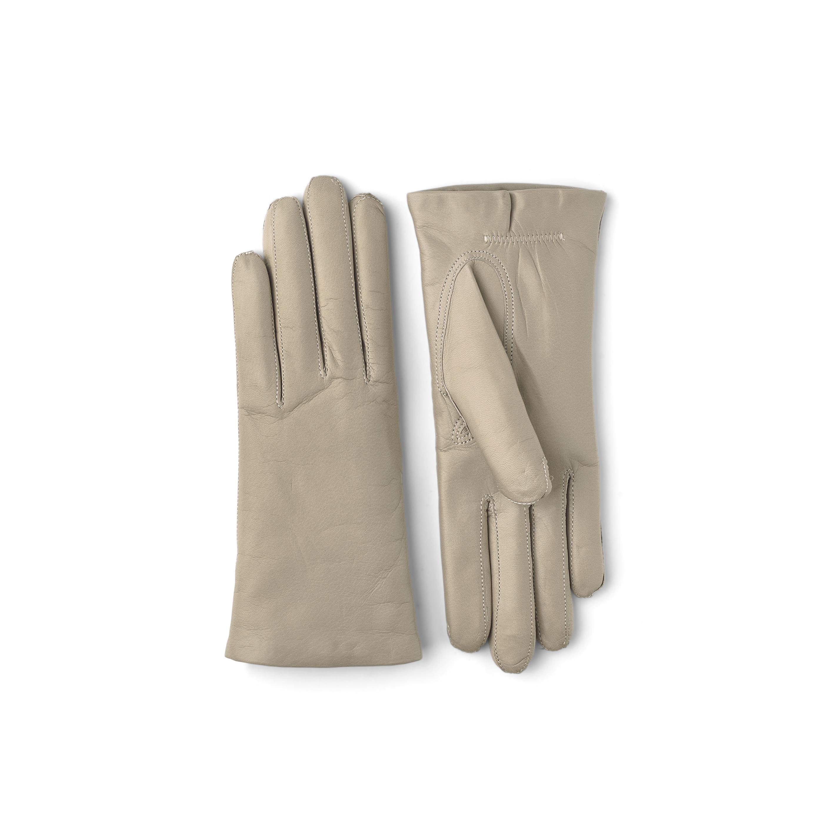 Light gray machine-sewn hairsheep leather glove