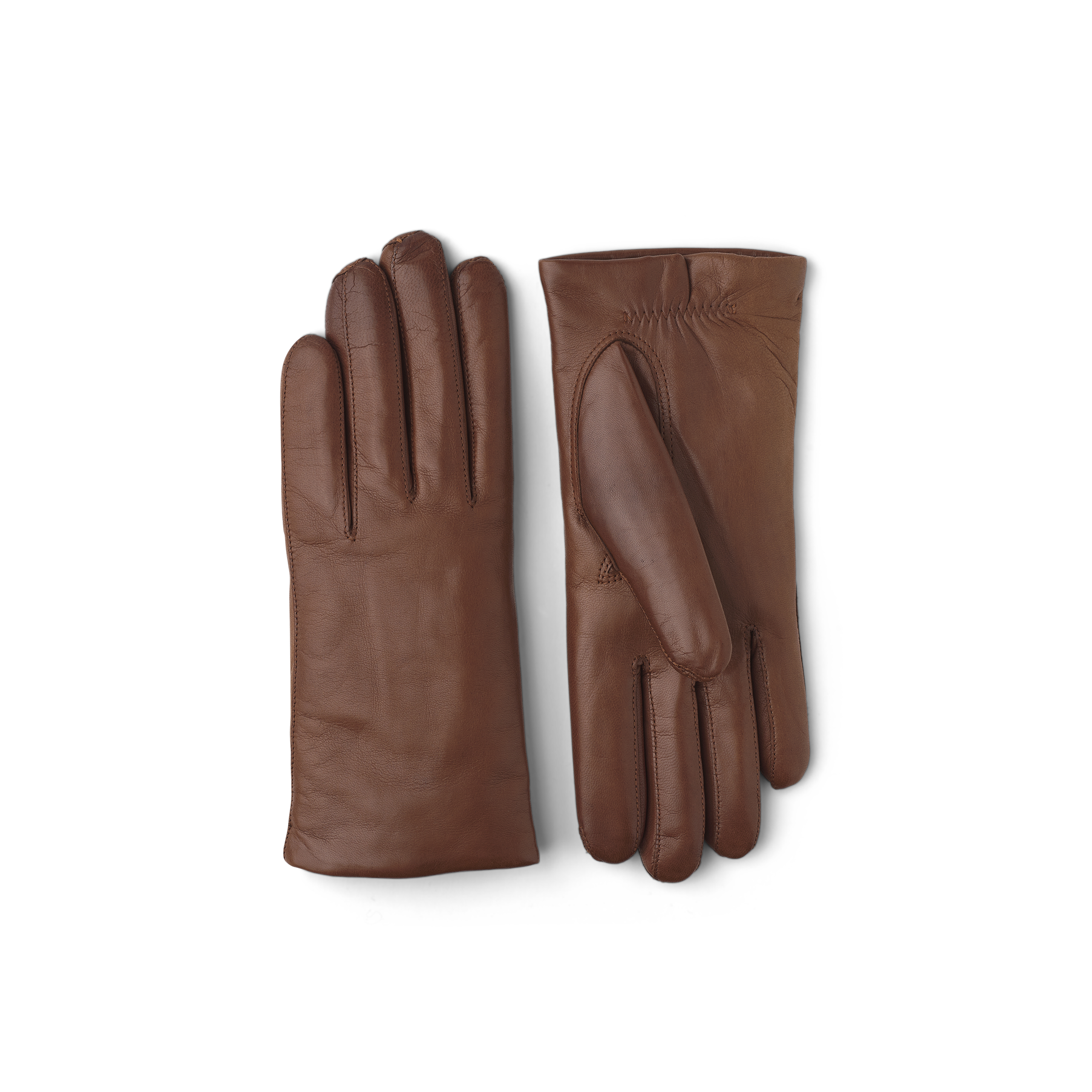 Medium brown machine-sewn hairsheep leather glove