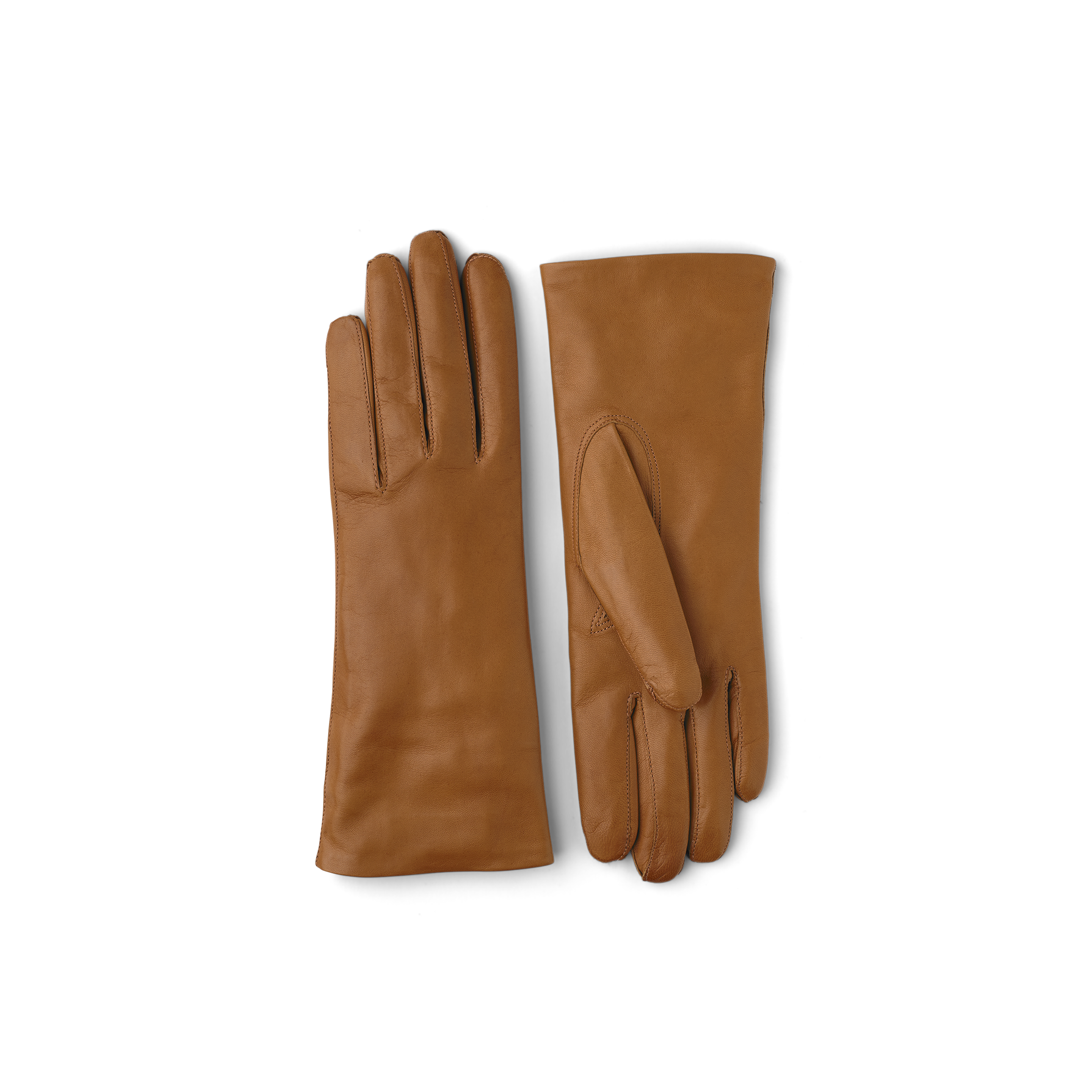 Light brownish-yellow machine-sewn hairsheep leather glove