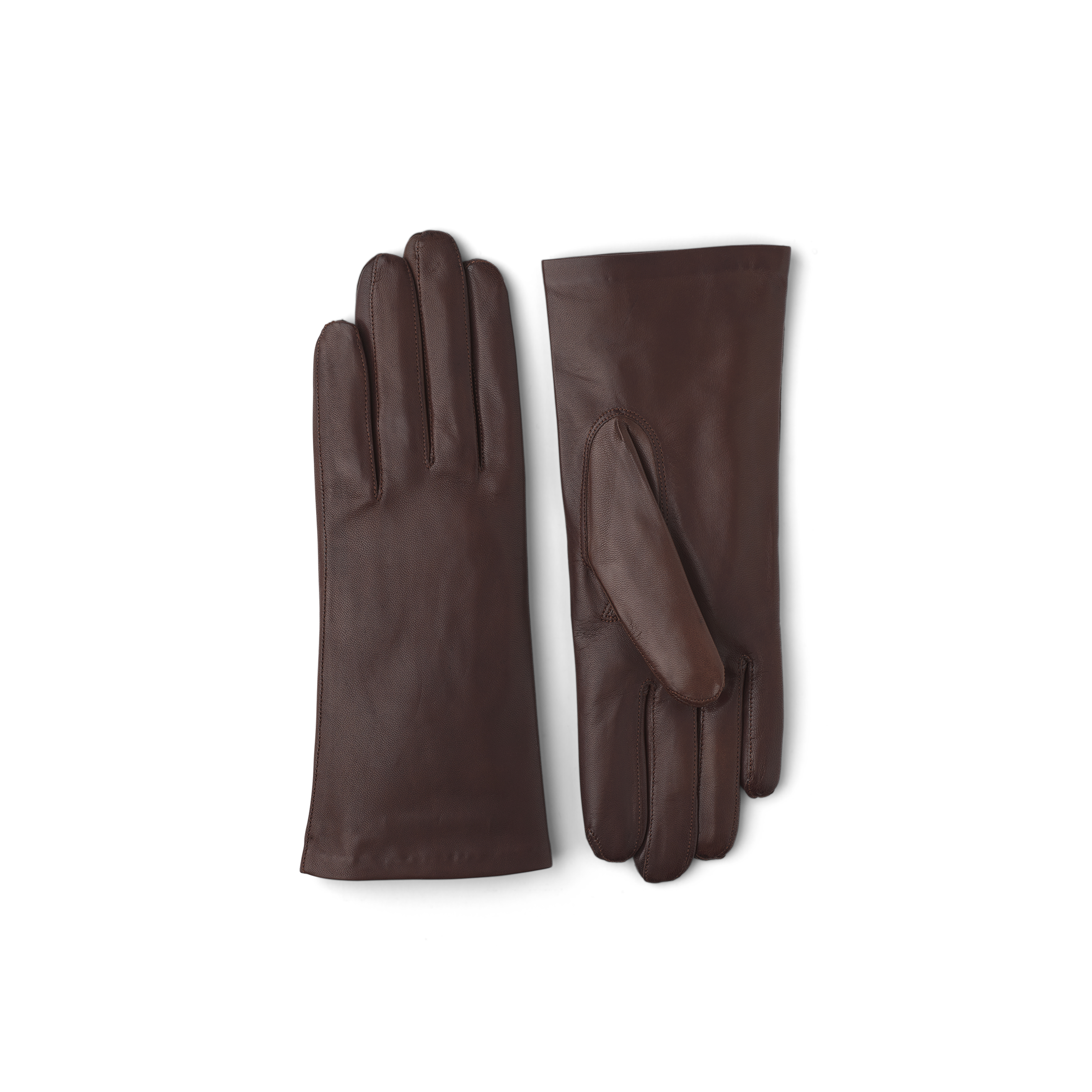 Brown machine-sewn hairsheep leather glove