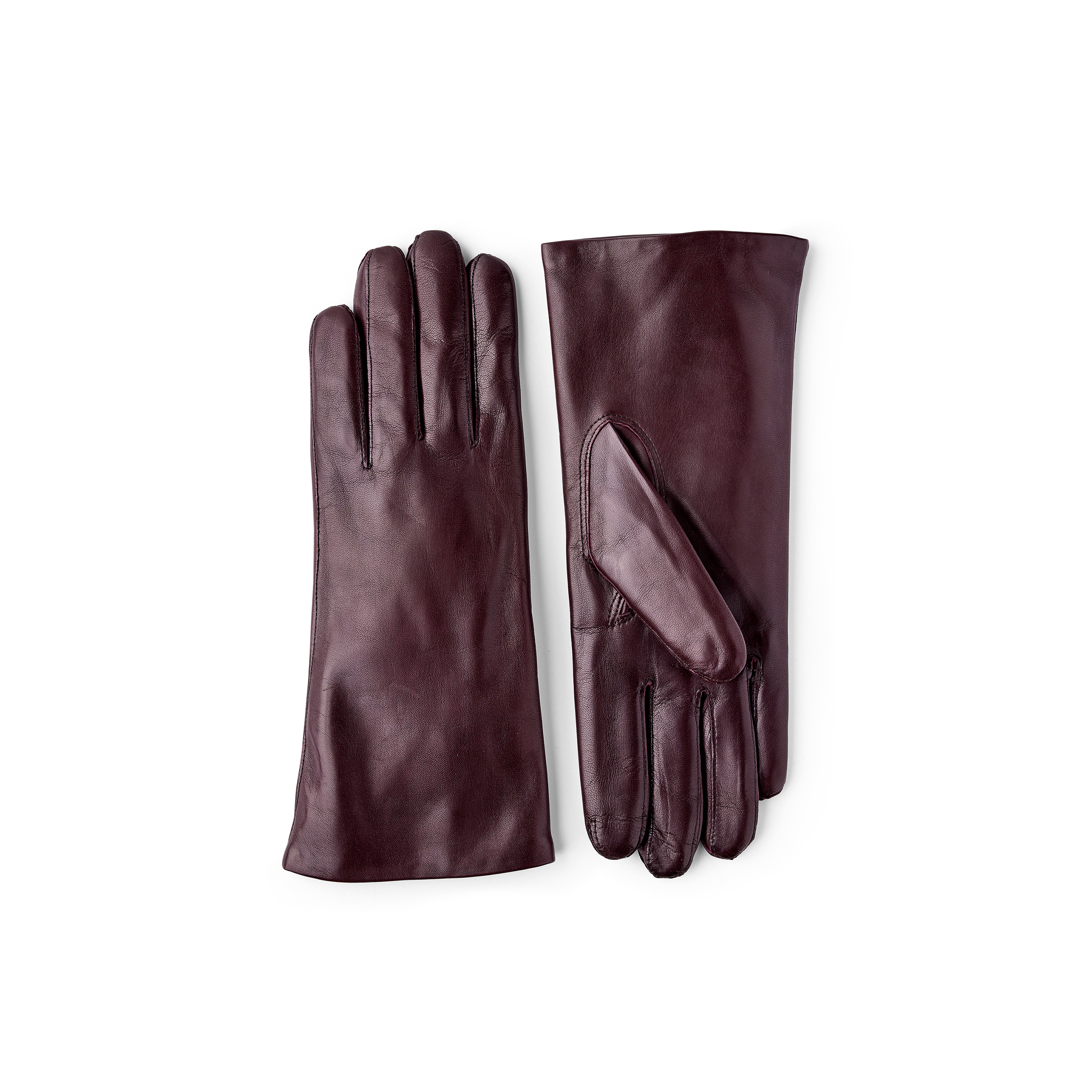 Wine red machine-sewn hairsheep leather glove