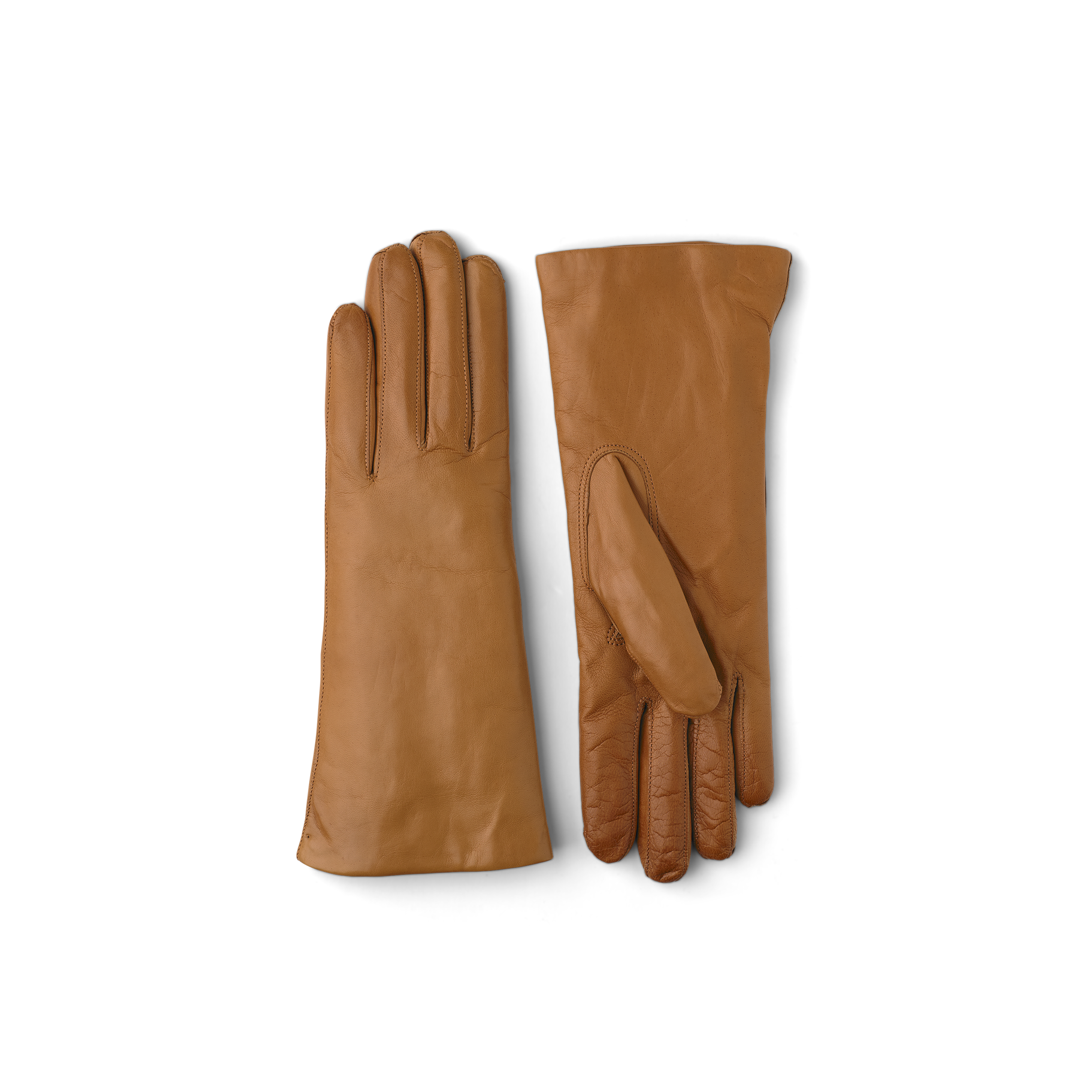Light brownish-yellow machine-sewn hairsheep leather glove