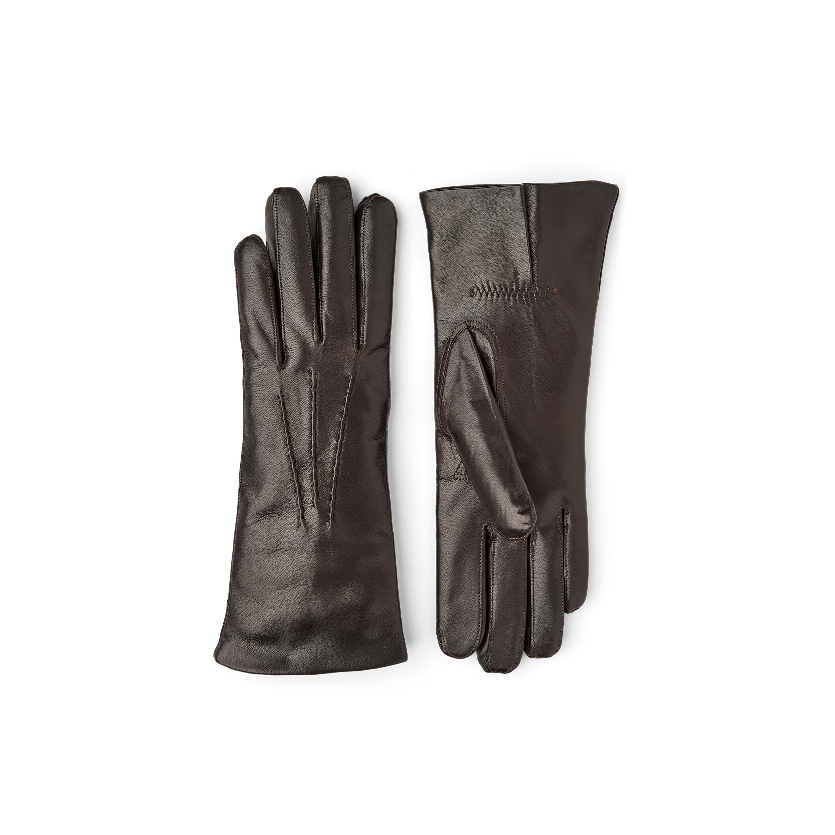 Dark brown machine-sewn hairsheep leather glove