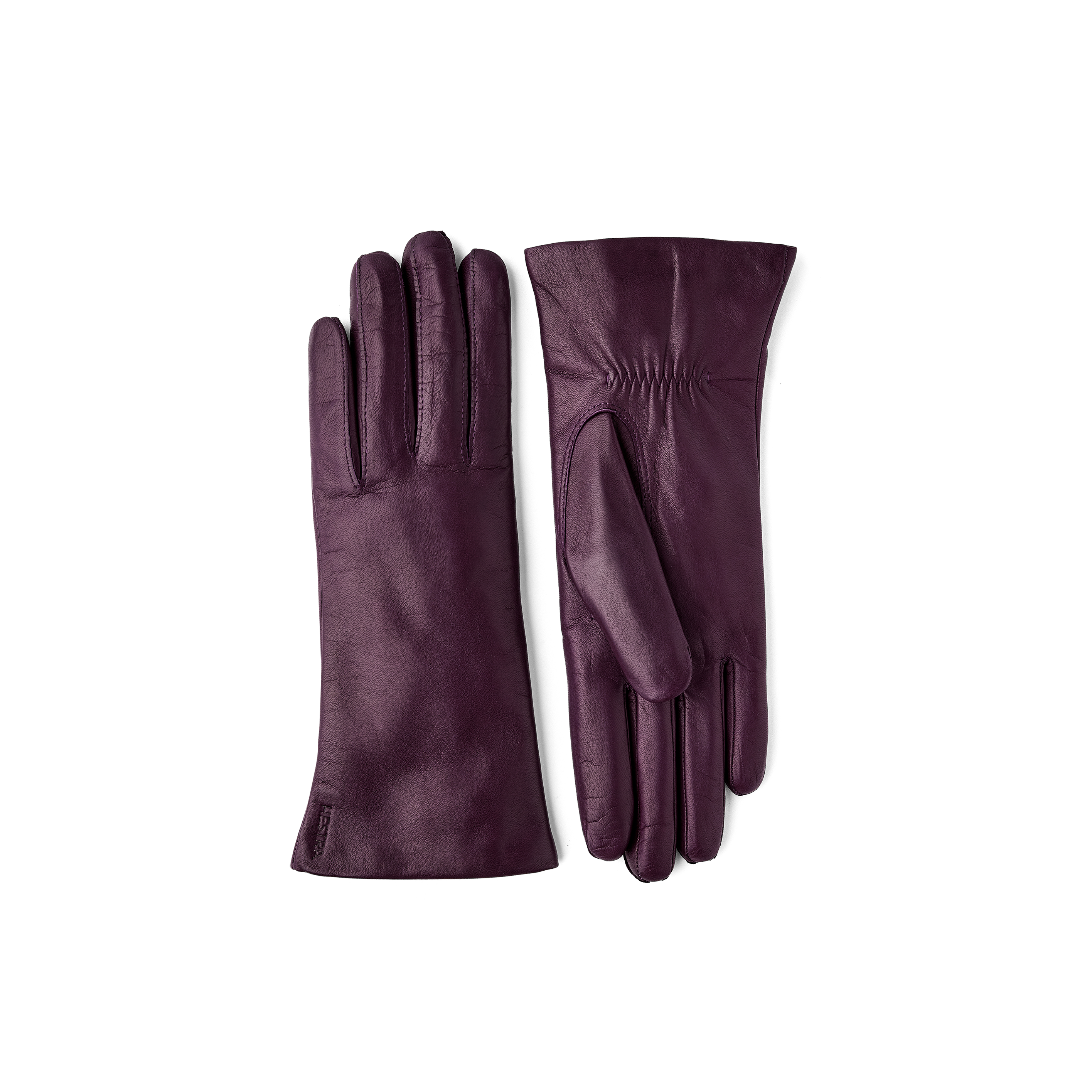 Dark purple machine-sewn hairsheep leather glove