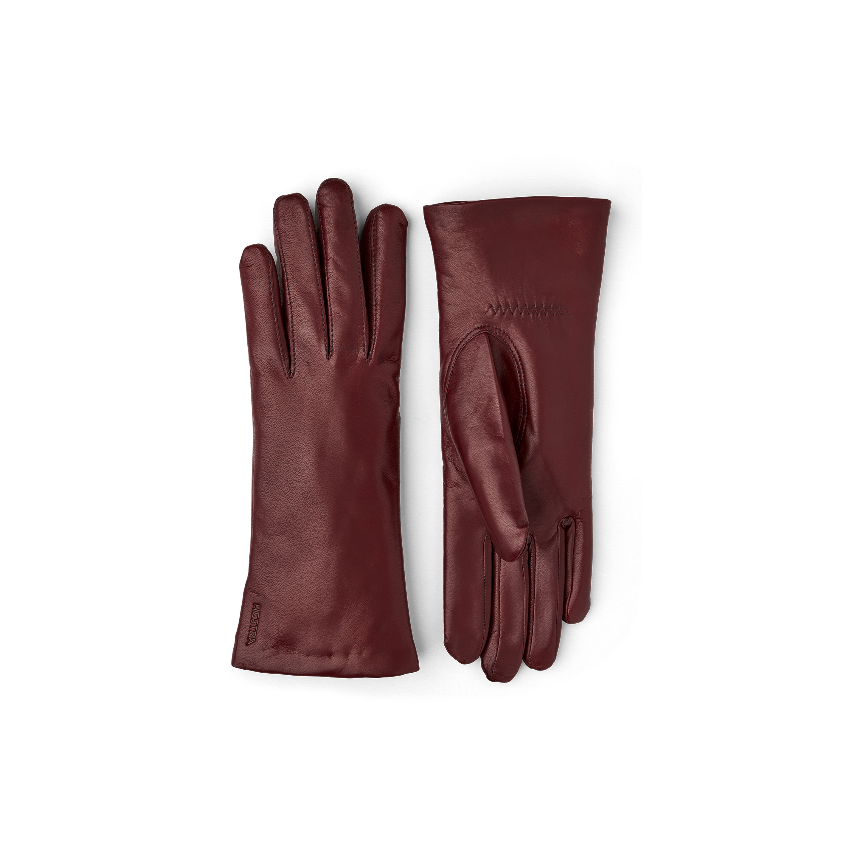 Dark purple machine-sewn hairsheep leather glove