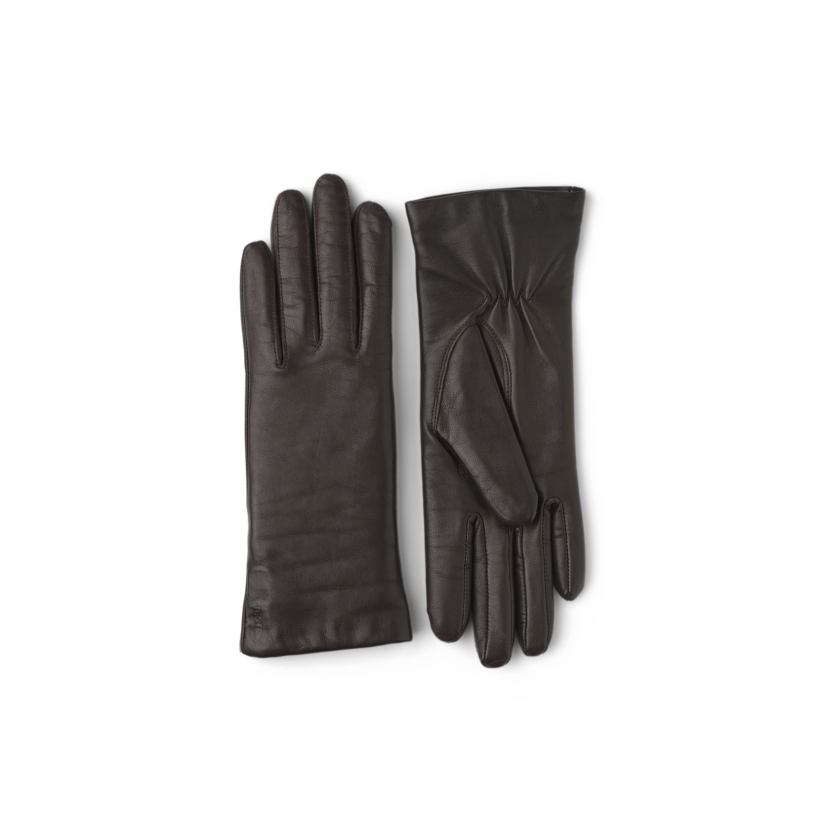 Dark brown machine-sewn hairsheep leather glove