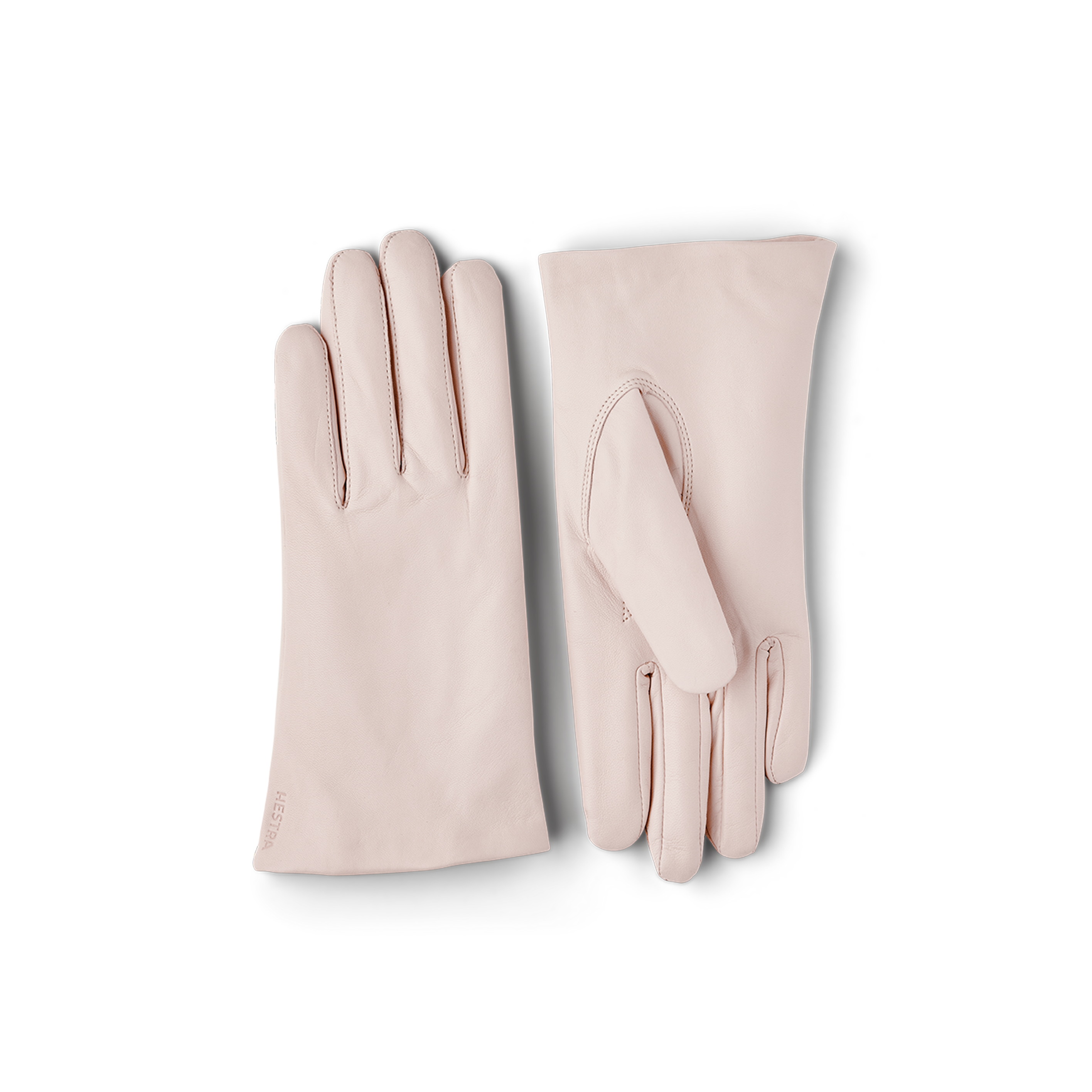 Pastel pink machine-sewn hairsheep leather glove