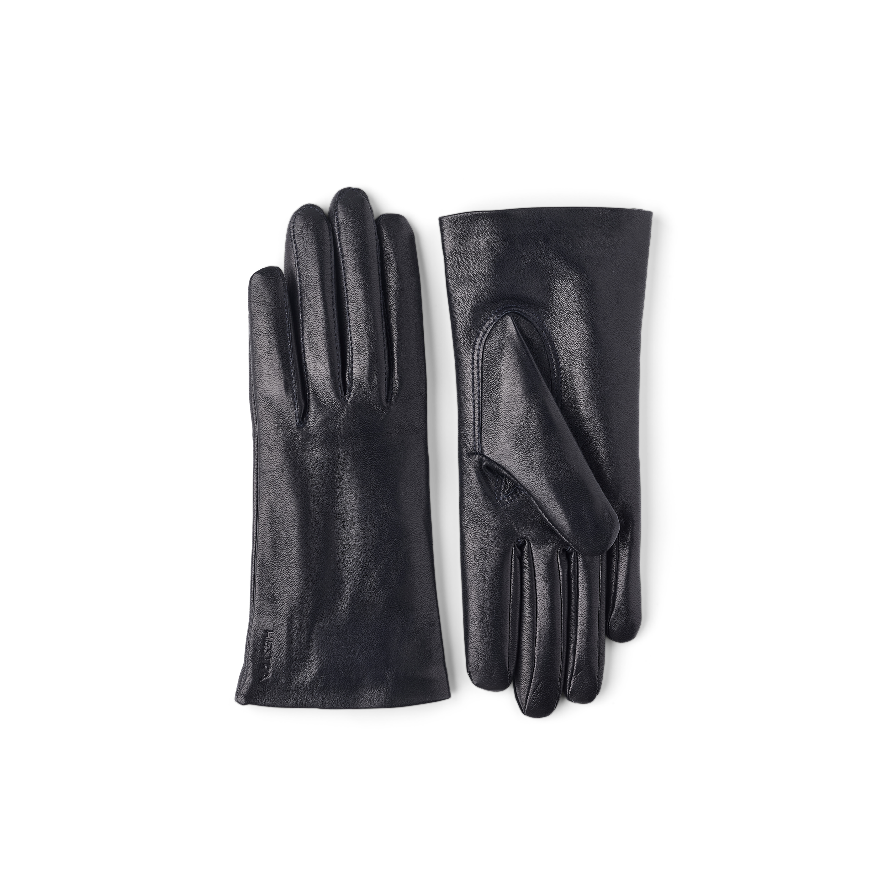 Dark blue machine-sewn hairsheep leather glove