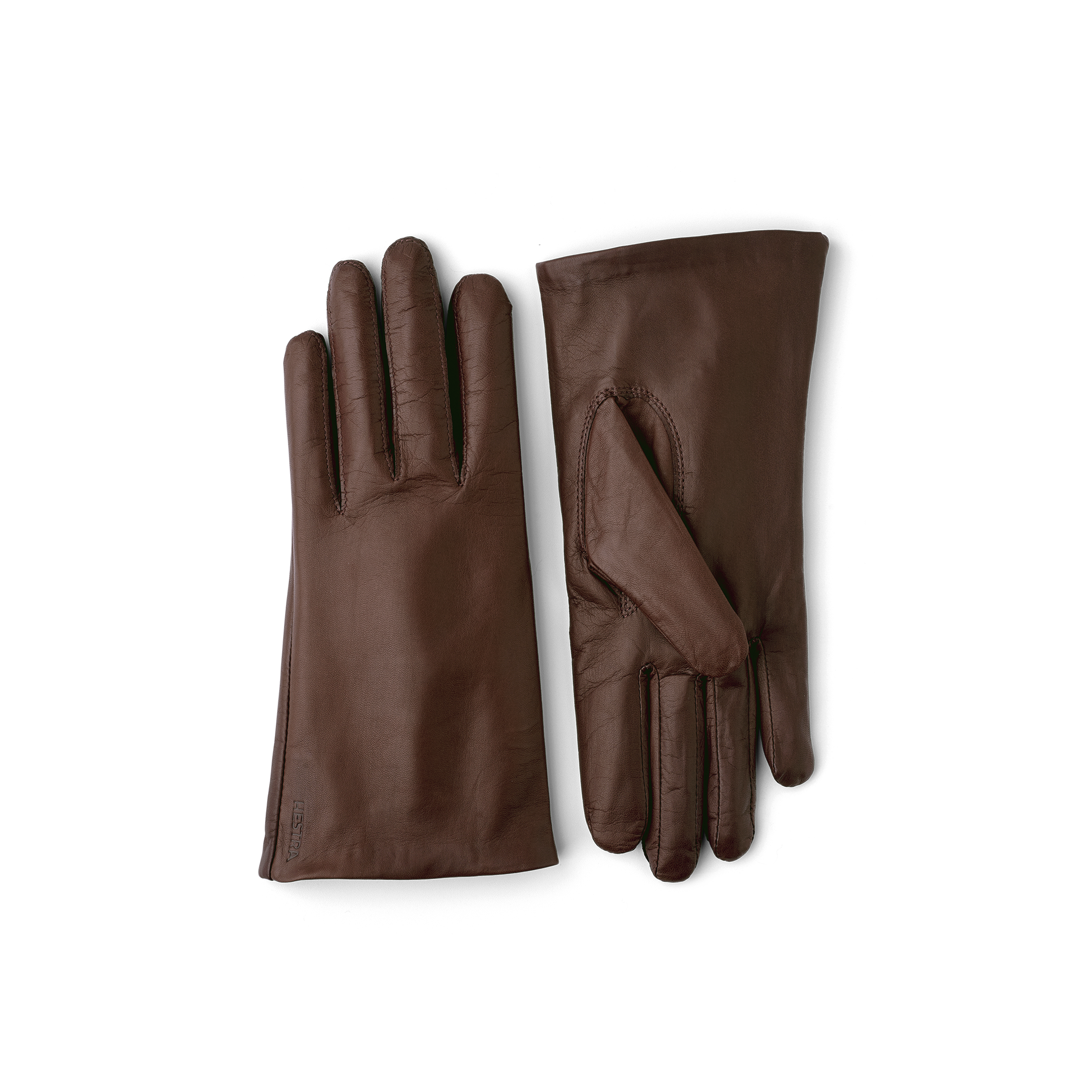 Brown machine-sewn hairsheep leather glove