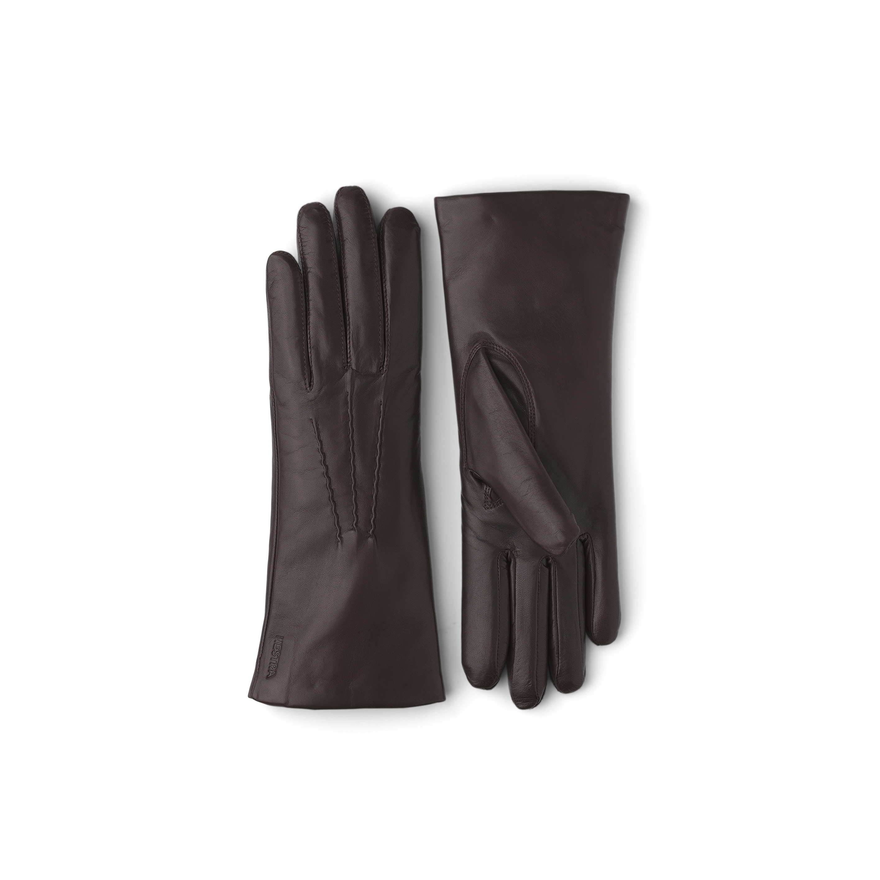 Dark brown machine-sewn hairsheep leather glove