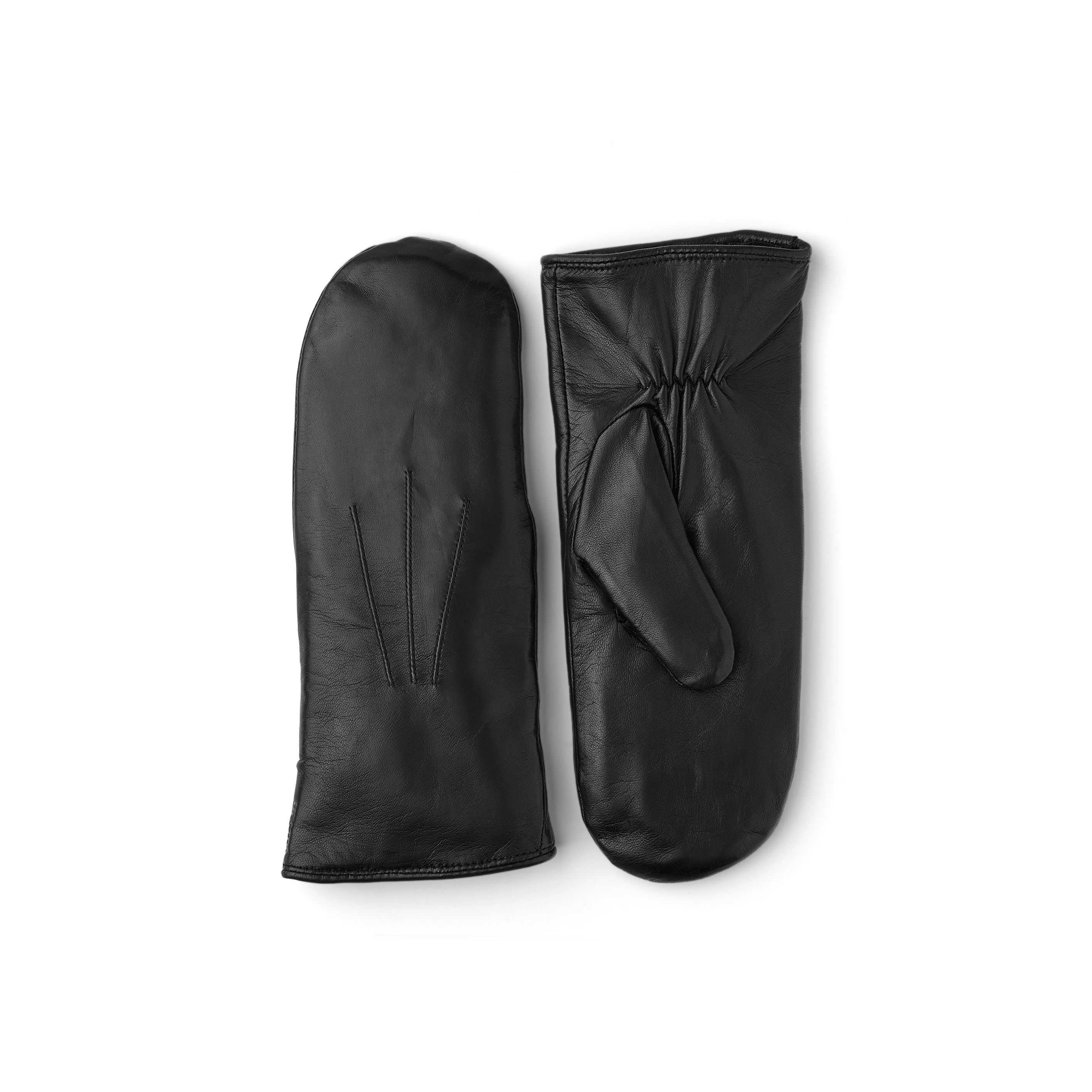 Black machine-sewn hairsheep leather mitten