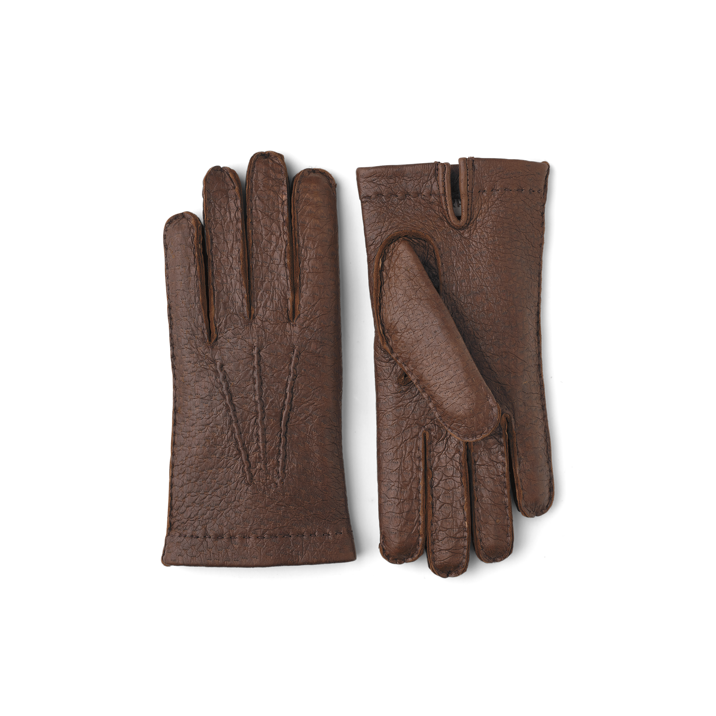 Brown hand-sewn peccary leather glove