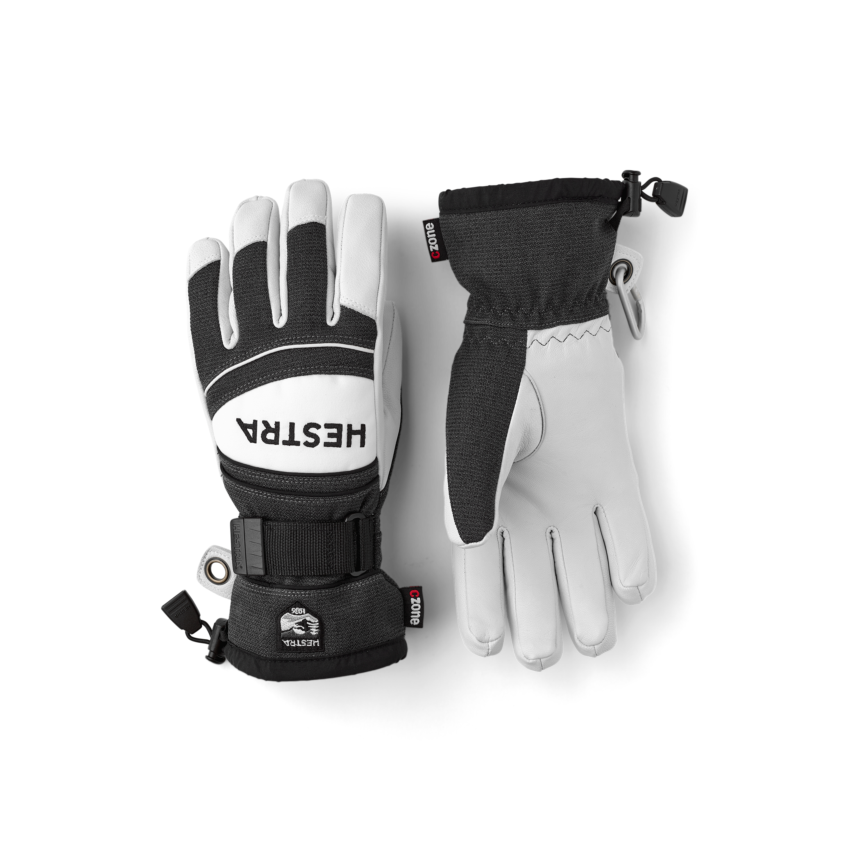 Gray white goat leather and fabric glove