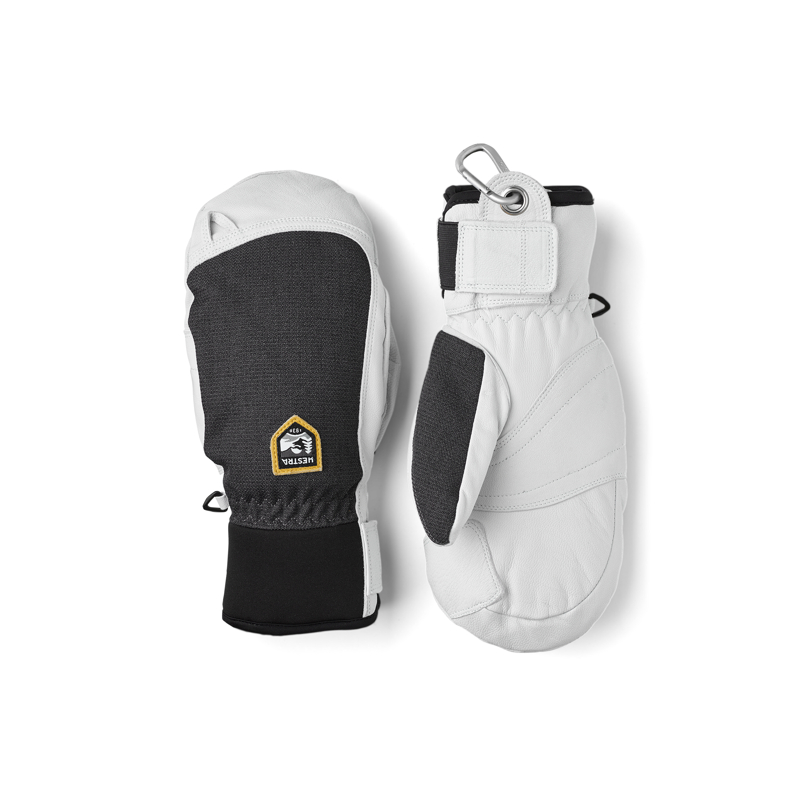 Dark gray mitten with white goat leather palm