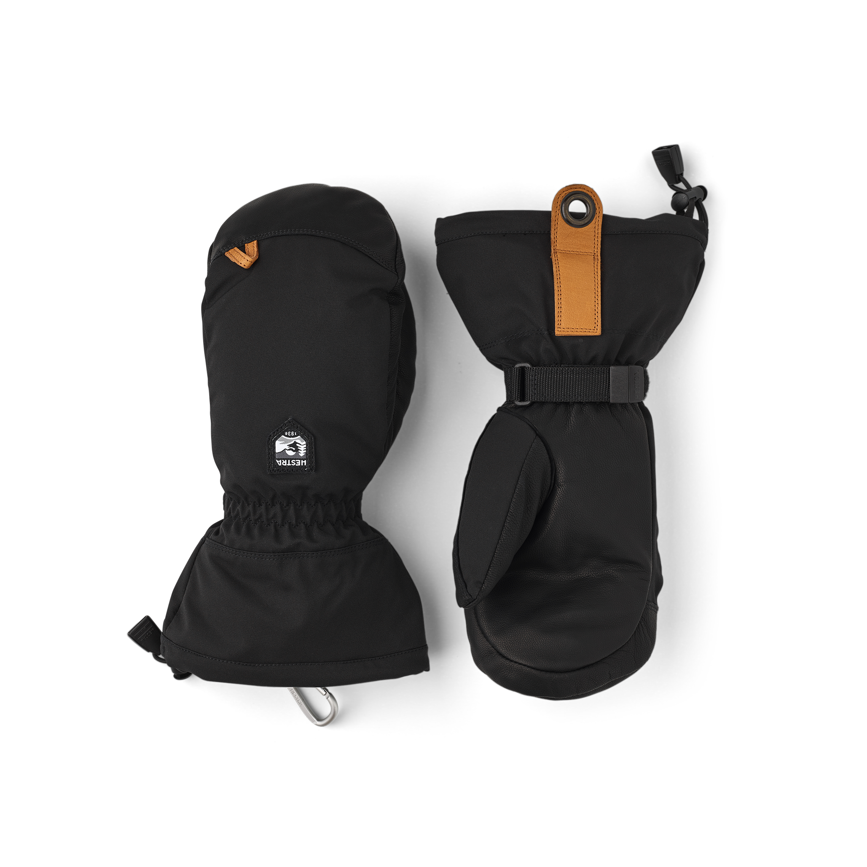 Black mitten with black goat leather palm
