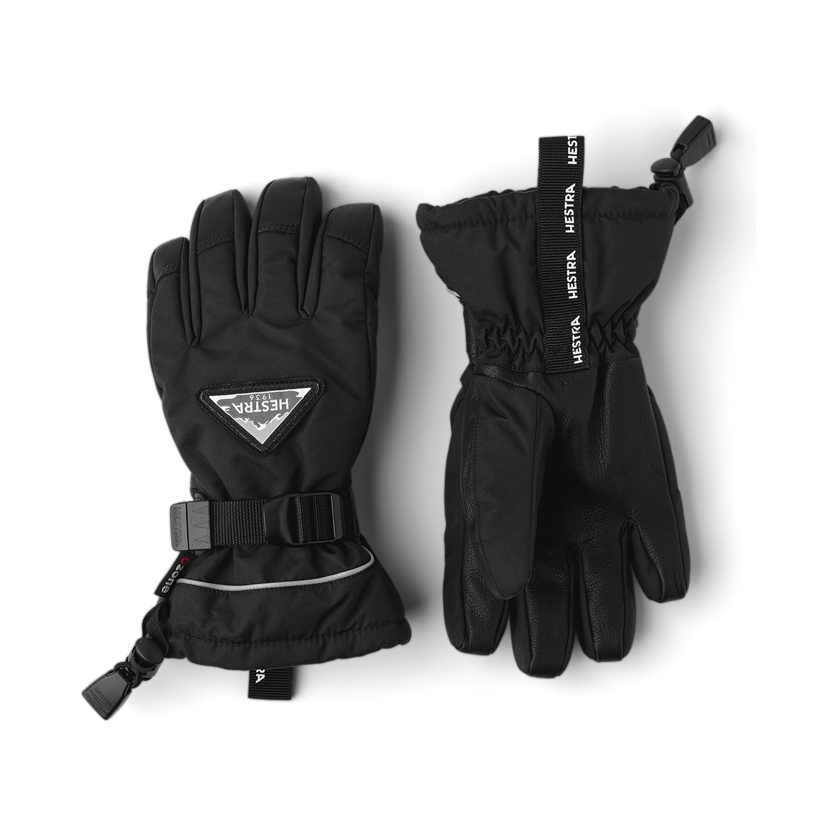 Black children’s glove with goat leather palm and wrist adjustment