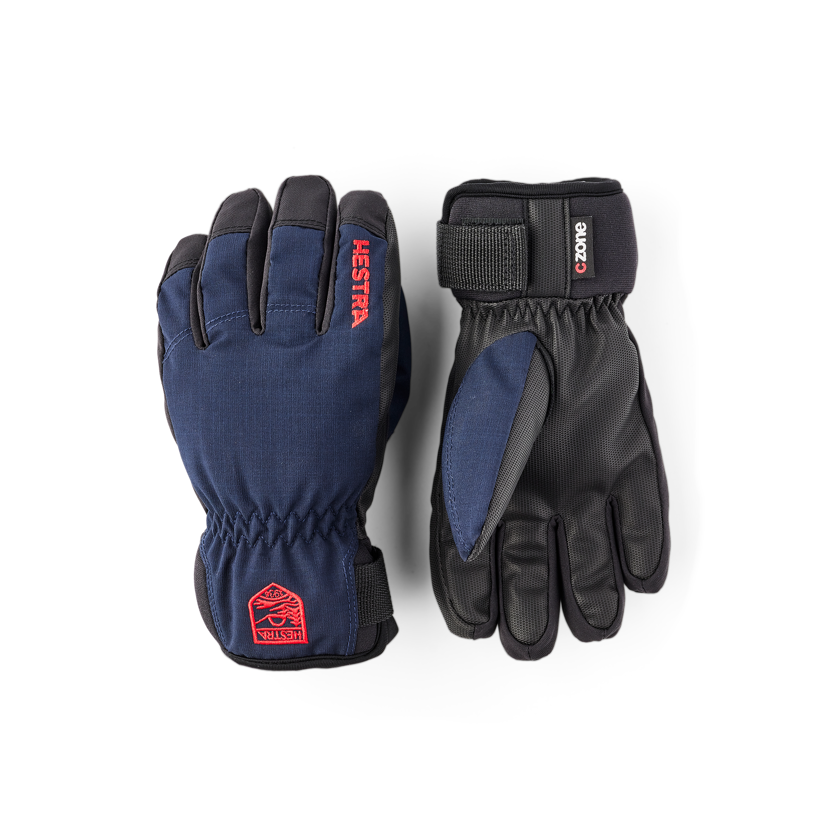 Dark blue fabric children’s glove with black palm