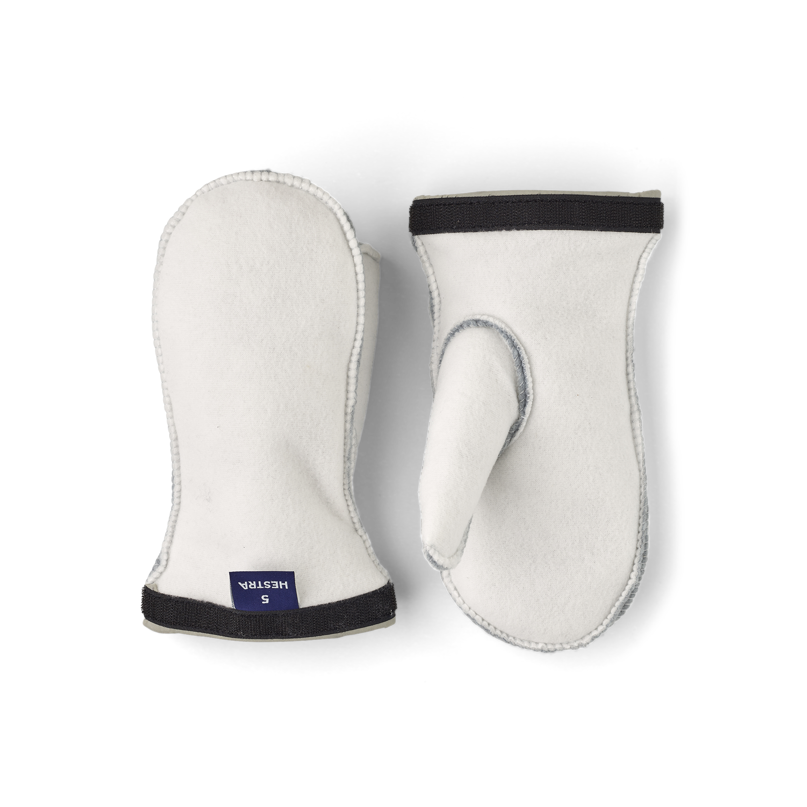 White machine-sewn liner mitten