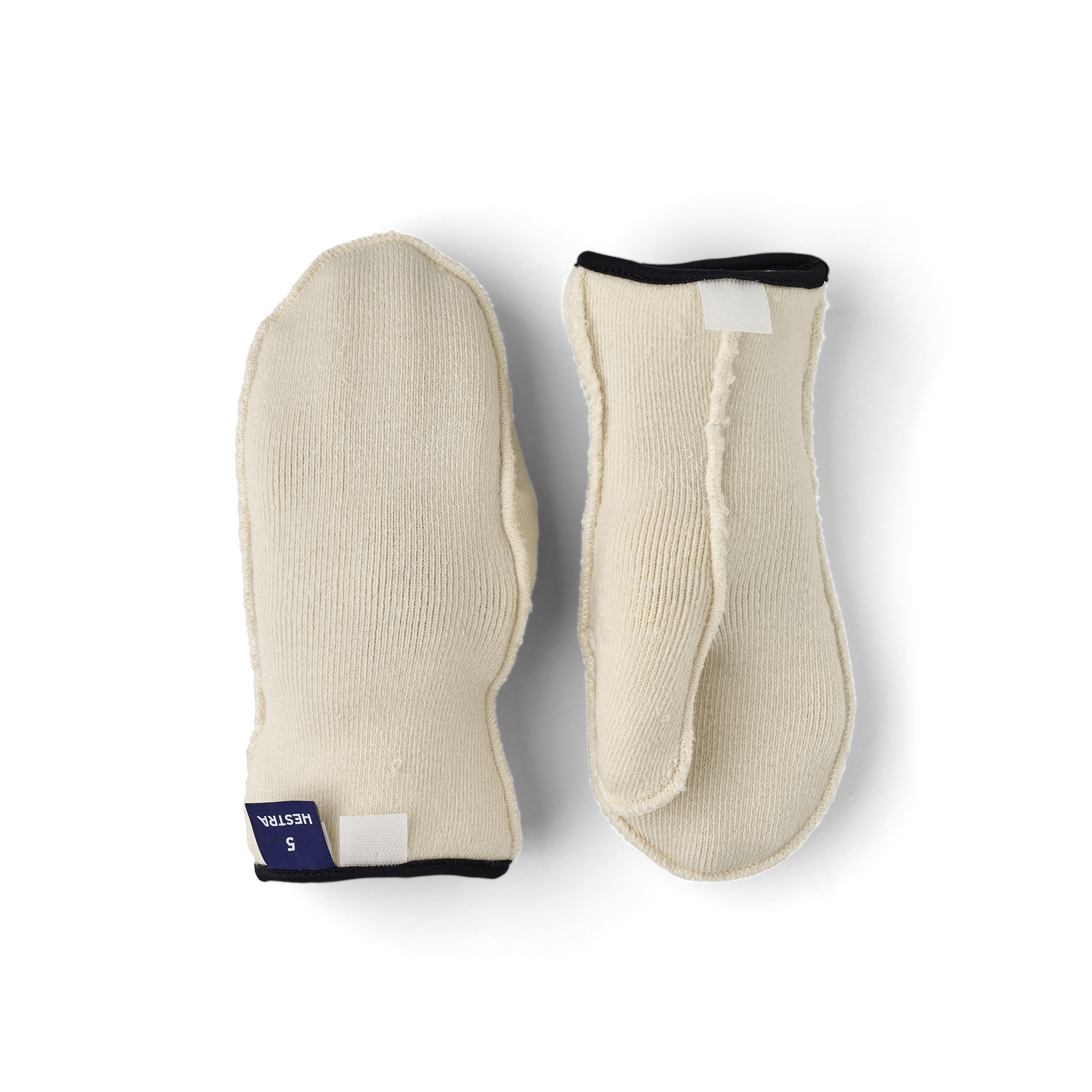 White machine-sewn liner mitten